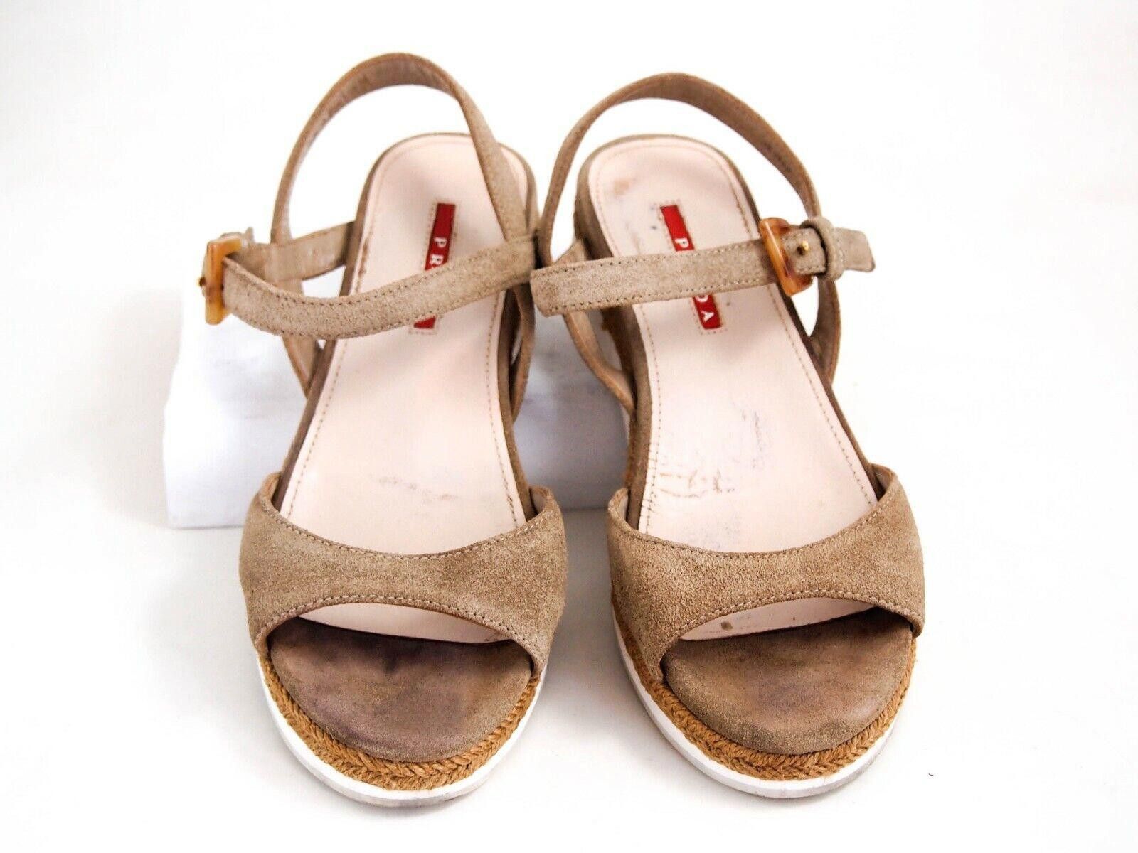 Prada Prada Open Toe Sandals Beige Suede Womens US 6 EU 36 Size US 6 / IT 36 - 4 Thumbnail