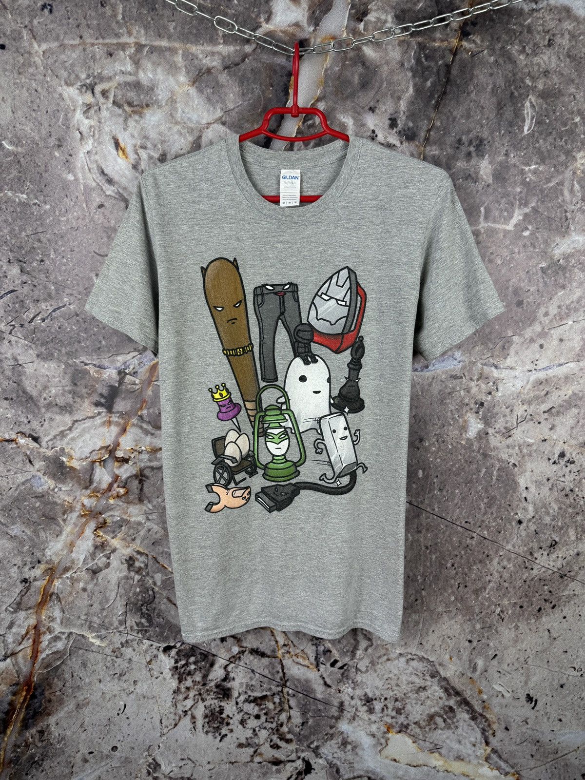 Gildan Gildan Grey Graphic T Shirt Mens Cartoon Print Casual Size US M / EU 48-50 / 2 - 1 Thumbnail