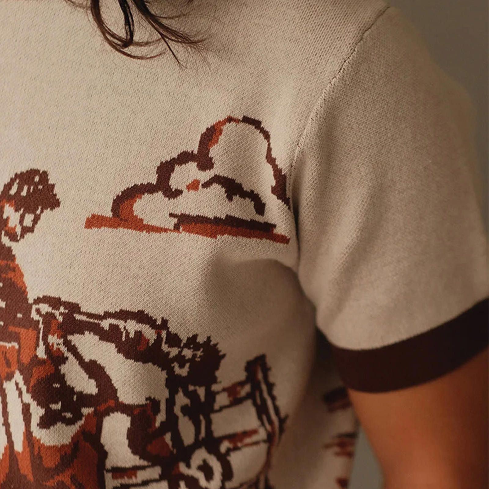 Other Western Knitted Tee | Cotton Horse-Scene Jacquard Crewneck Size US M / EU 48-50 / 2 - 6 Thumbnail