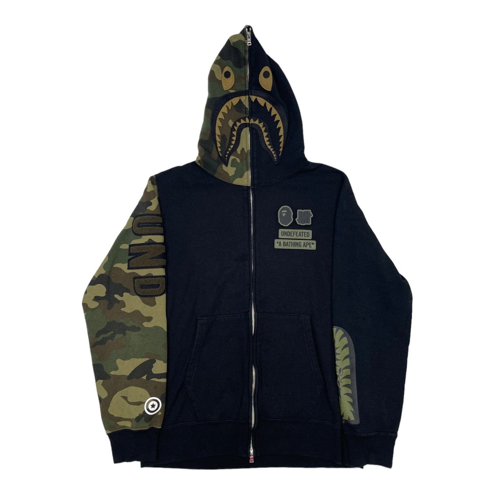 image of Bape X Undefeated Shark Full Zip Hooded Sweatshirt Camo, Men's (Size XL)