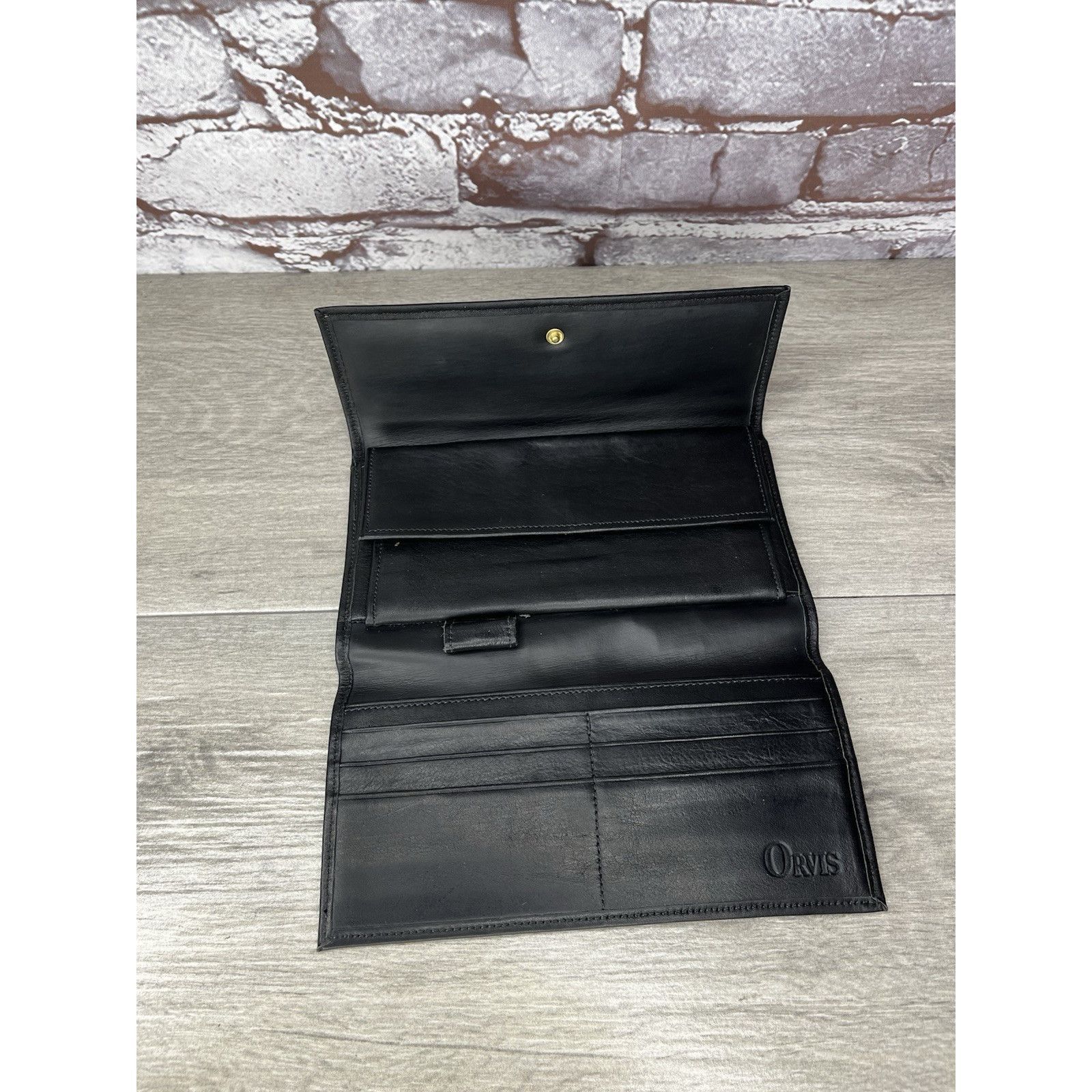 Orvis Vintage Orvis American Black Leather Bifold Wallet 6 Card Sl Size ONE SIZE - 12 Thumbnail