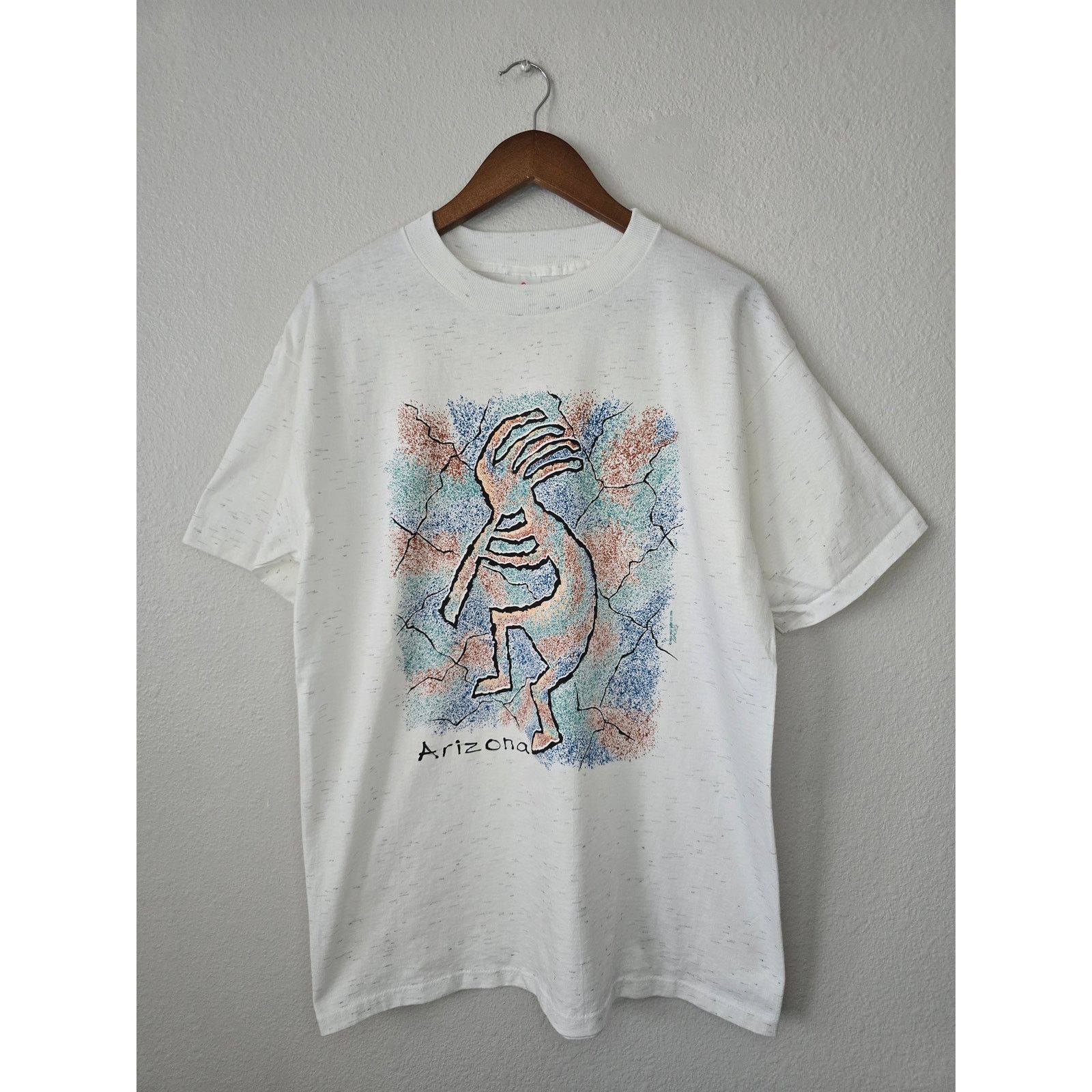 Vintage vintage Arizona kokopelli Southwestern L White Speckled Tee Size US L / EU 52-54 / 3 - 1 Thumbnail