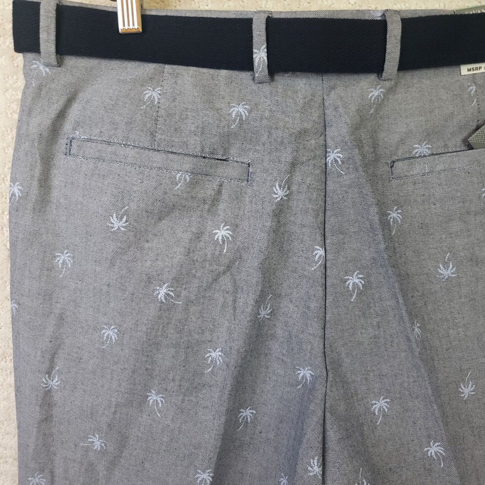 Savane Savane Select Edition Bermuda Shorts Men 34 Blue Belted Palm Trees Flat Front Cotton New Size US 34 / EU 50 - 6 Thumbnail