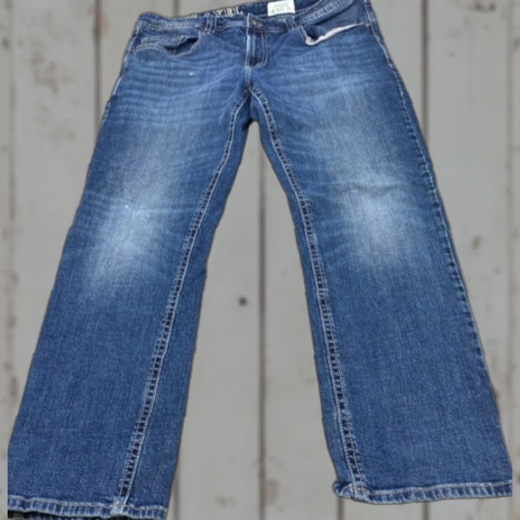 Denime AXEL Jeans Denim 36x32 Athletic Mens 5-Pocket Straight Blue Cotton Spandex Medium Wash Regular Rise Button Zip 36 Inseam 38 Waist Size US 36 / EU 52 - 1 Thumbnail