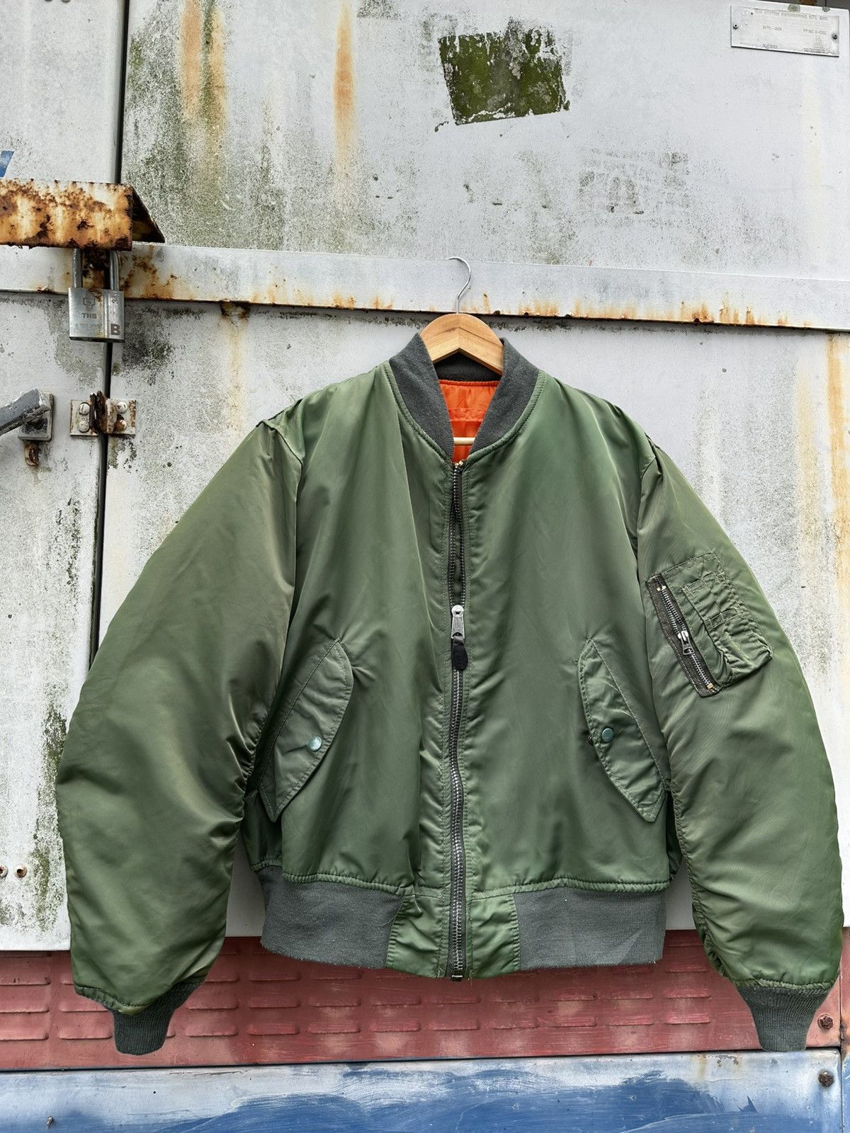 Vintage 🪖Vintage MA-1 Man Intermediate Bomber Jacket Made In USA Size US L / EU 52-54 / 3 - 4 Thumbnail