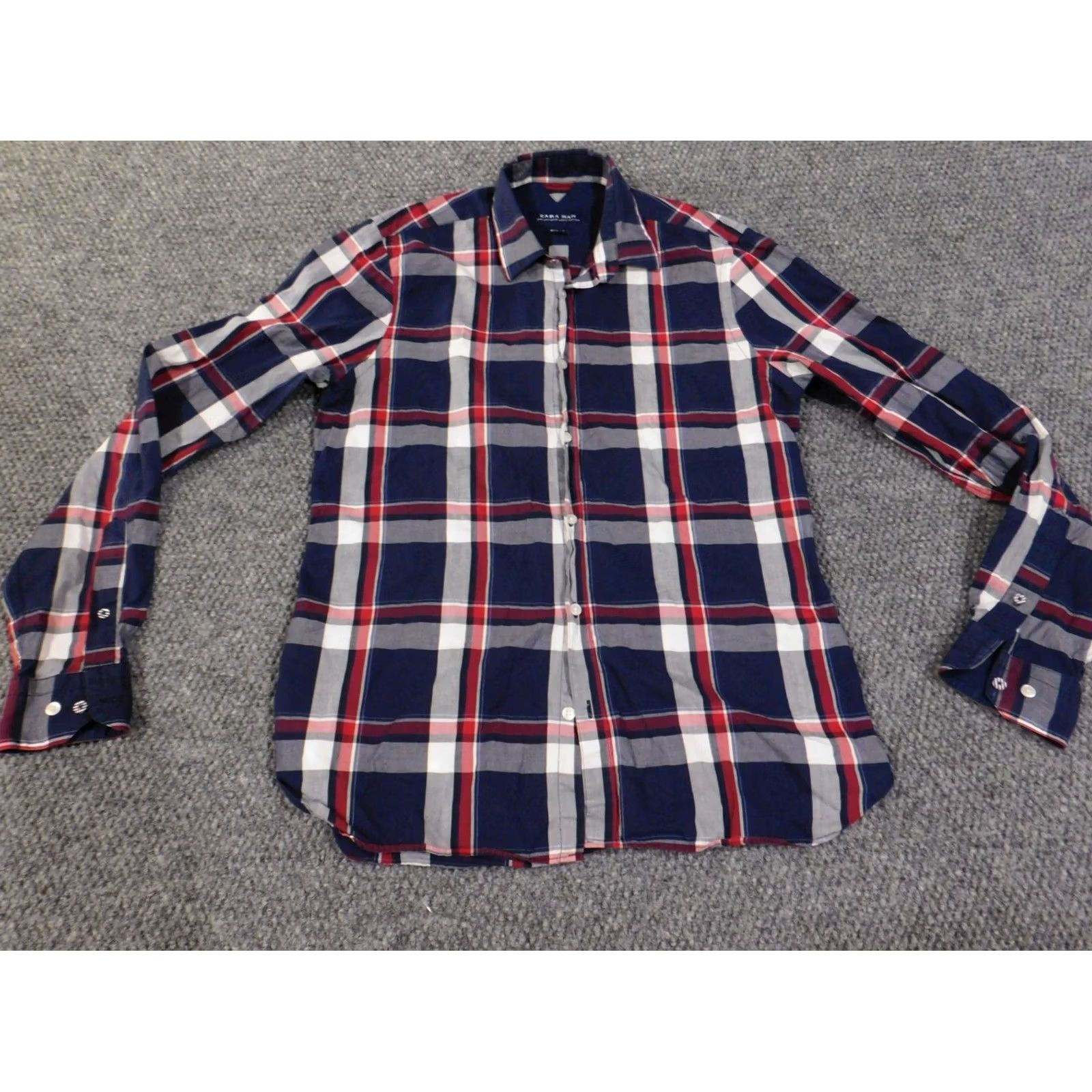 Zara Zara Shirt Slim Blue Button-Up Casual Geometric Knit Cotton Button-Down Collar Mens Small Size US S / EU 44-46 / 1 - 3 Thumbnail