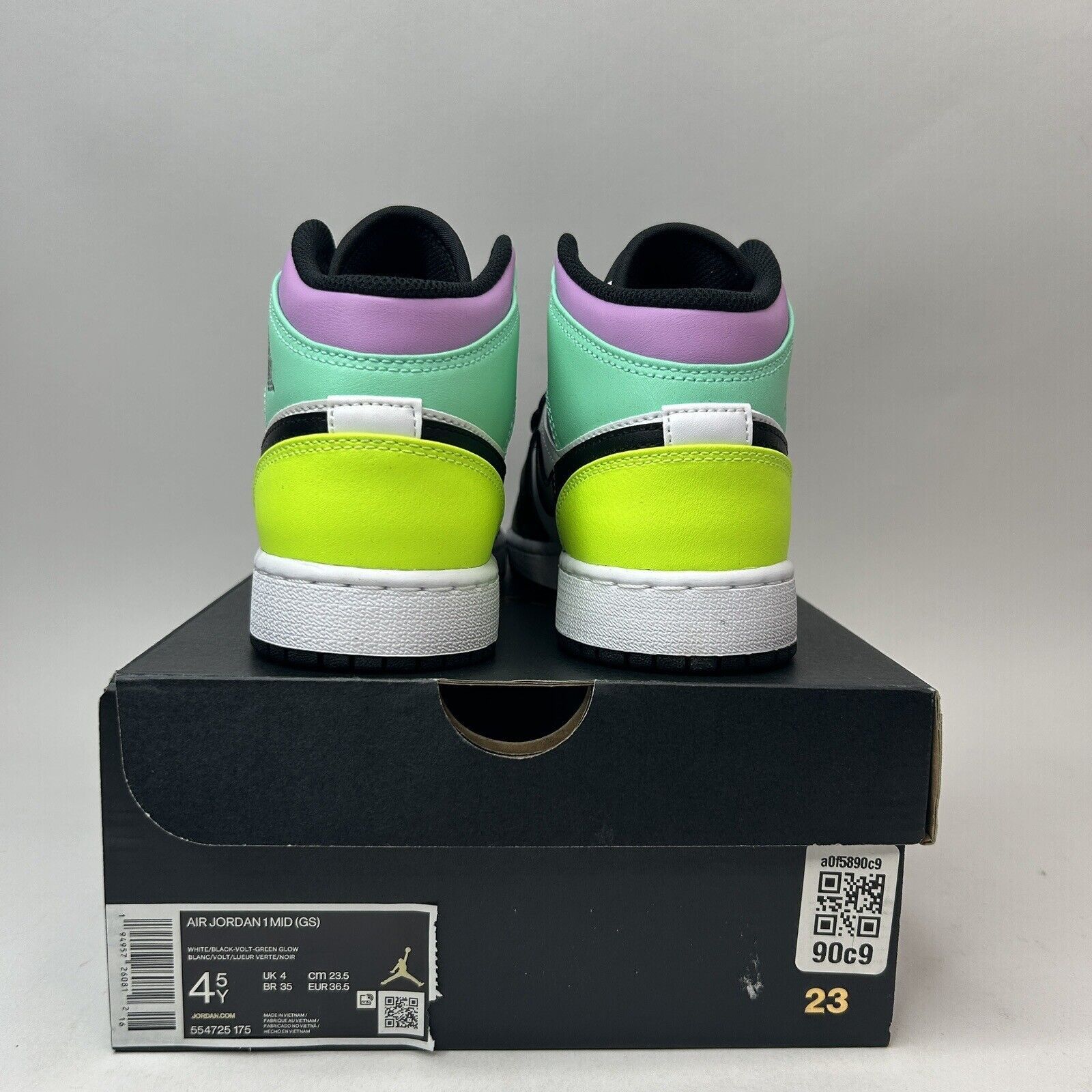 Jordan Brand Nike Air Jordan 1 Mid GS “Pastel/Volt Green Glow” 2023 Size US 6 / IT 36 - 4 Thumbnail