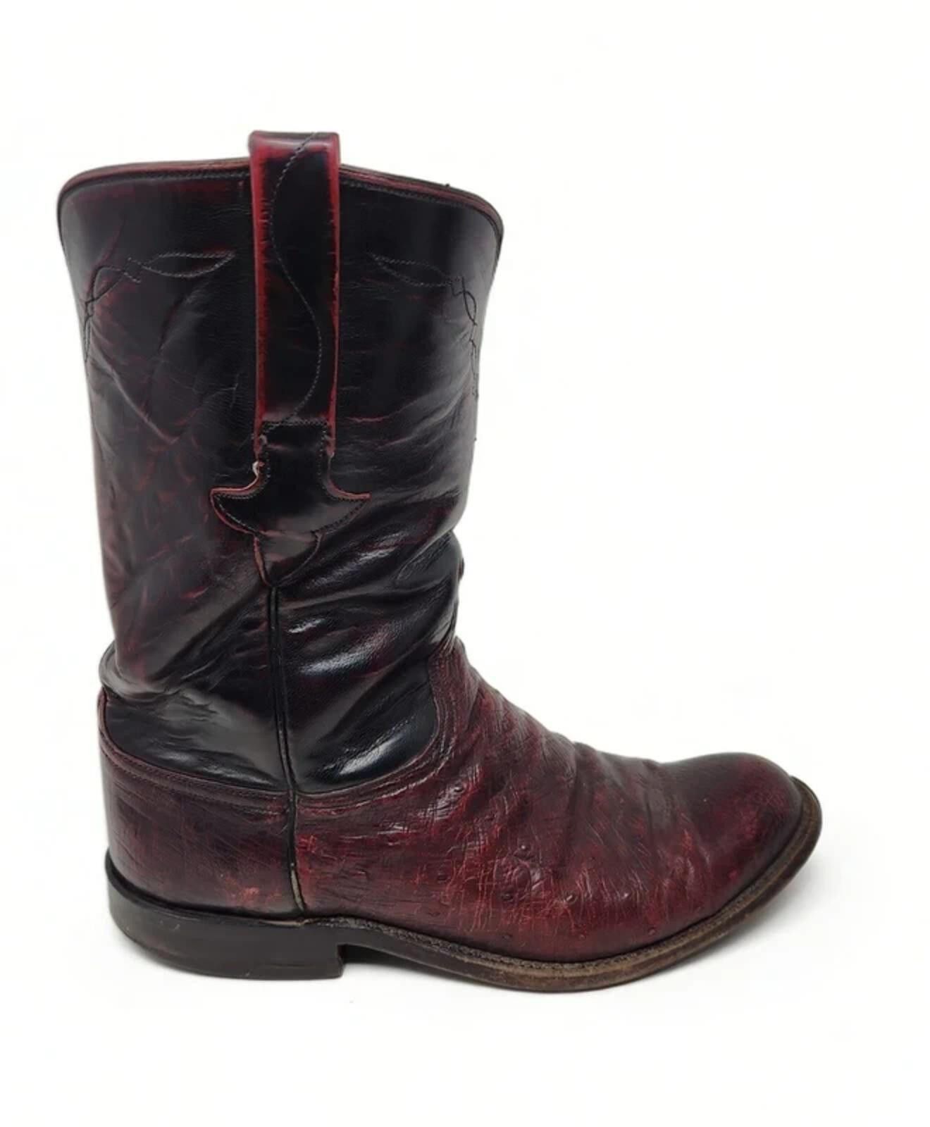 Lucchese Lucchese L8284 Cherry Ostrich Western Cowboy Boots Mens 8.5 Size US 8.5 / IT 38.5 - 2 Thumbnail