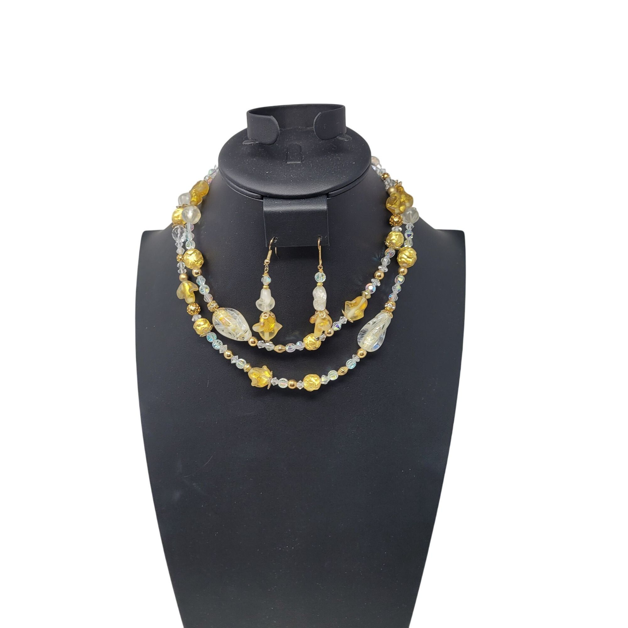 Vintage Vintage Princess Necklace Dangle Pierced Earring Set Faux Go Size ONE SIZE - 2 Thumbnail