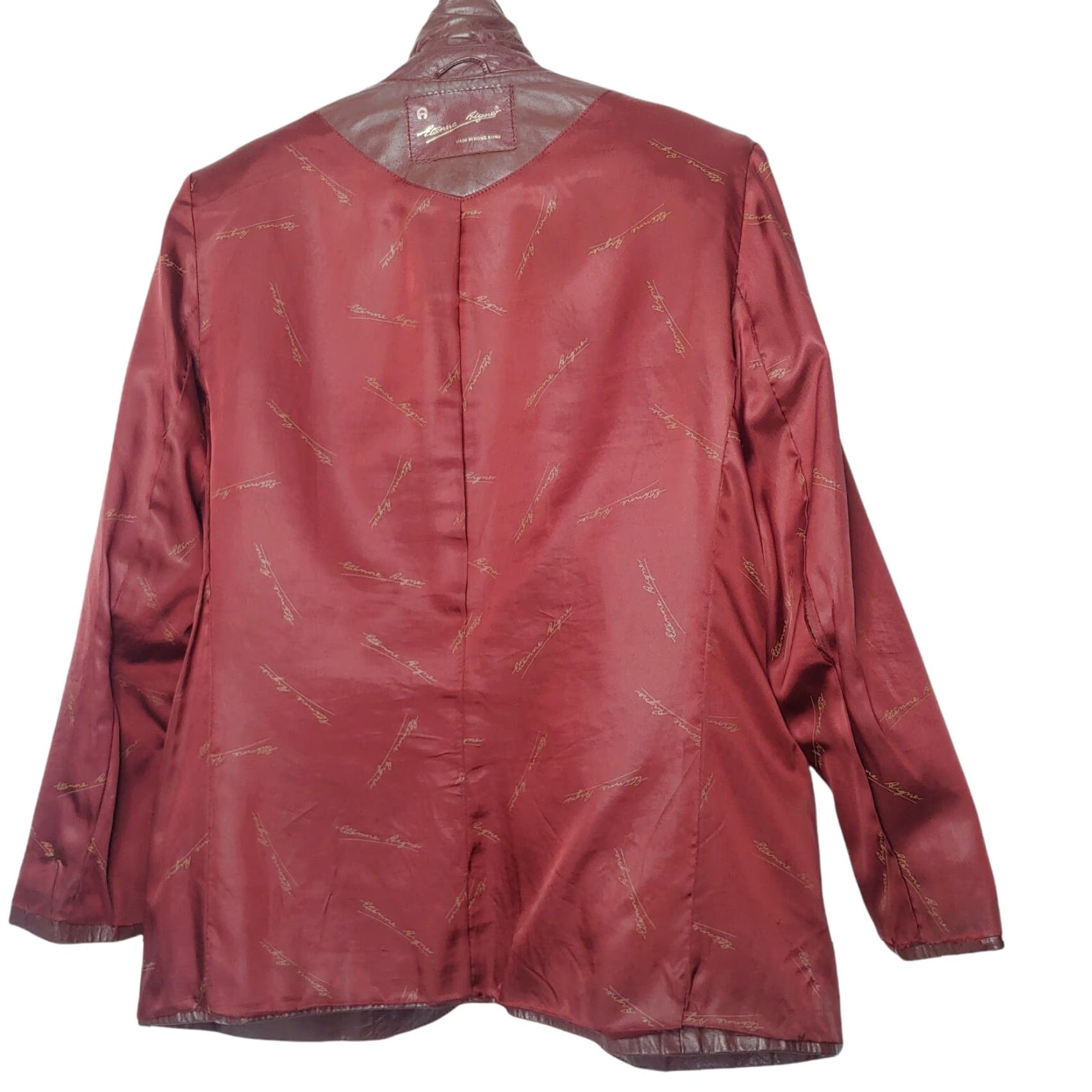 Etienne Aigner VINTAGE Etienne Aigner Leather Blazer Women 14 Mid-Length Solid Dark Red Burgundy 1970s 1980s Fall Winter Spring Size XL / US 12-14 / IT 48-50 - 5 Thumbnail