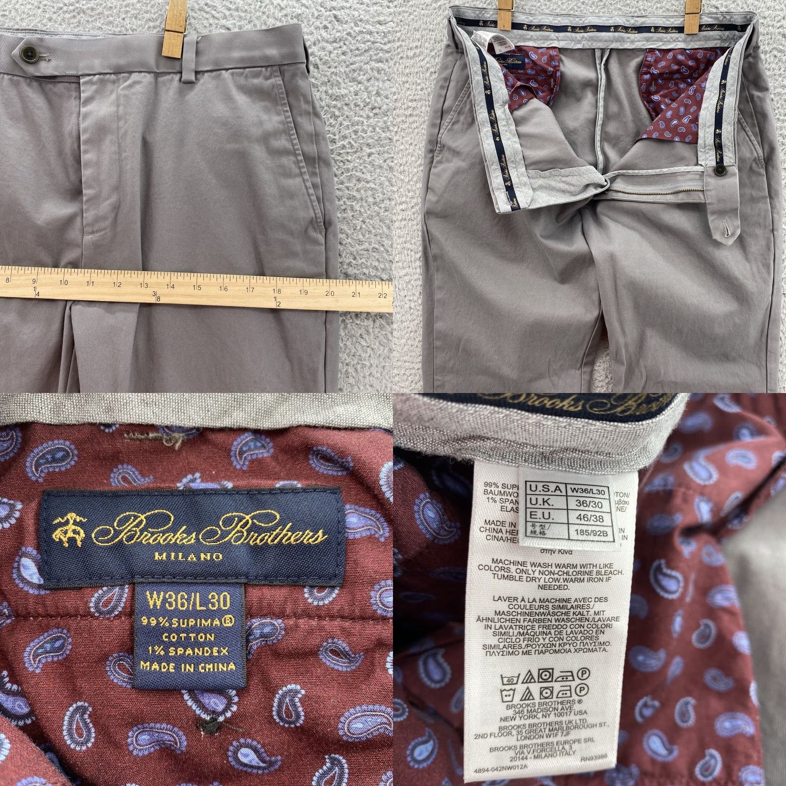 Brooks Brothers Brooks Brothers Pants 35x29 Gray Milano Fit Supima Cotton Golf Preppy Stretch Mens 90s Size US 35 - 8 Thumbnail