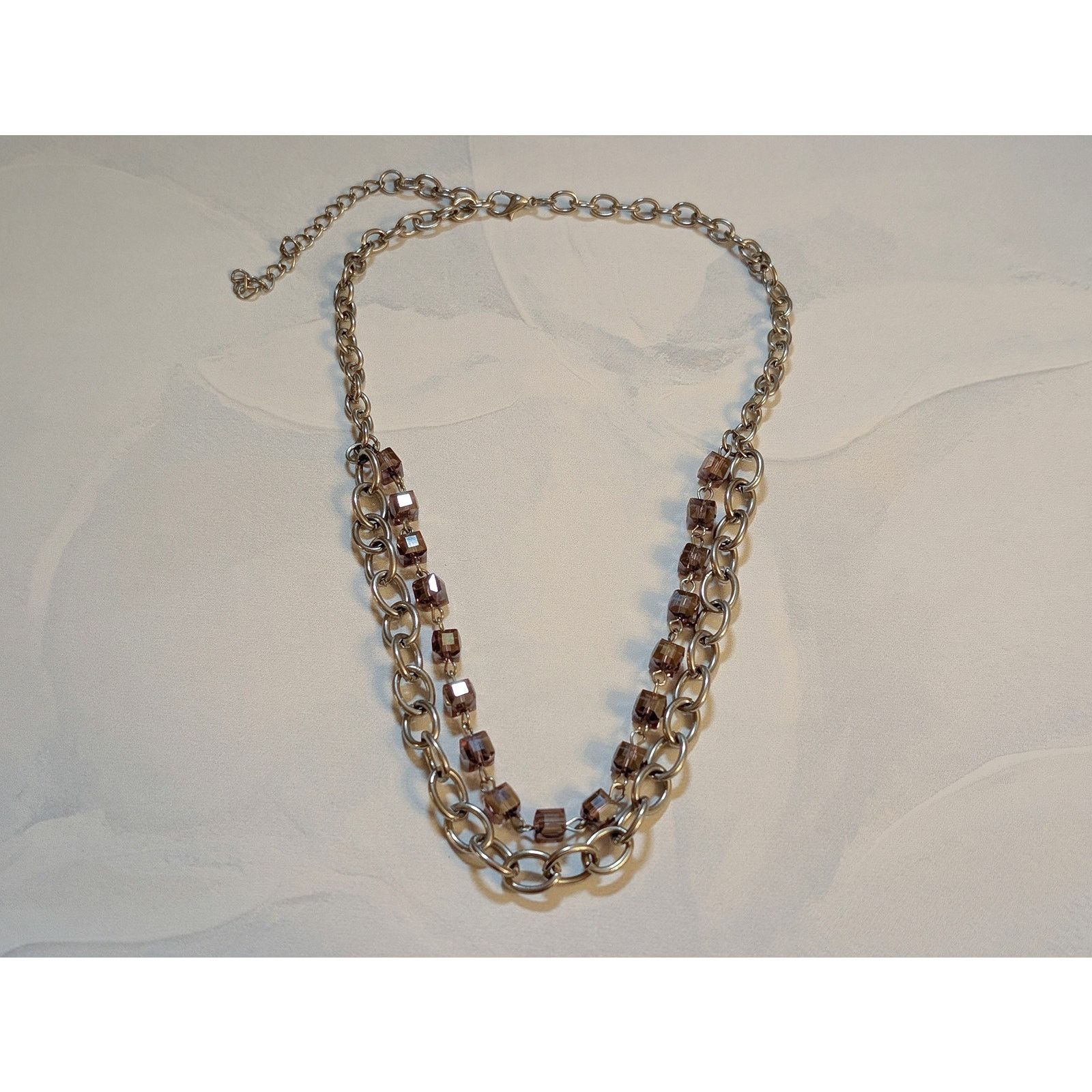 Vintage VTG 1980s 18" Cable Chain & Iridescent Crystal Bead Necklace Size ONE SIZE - 3 Thumbnail