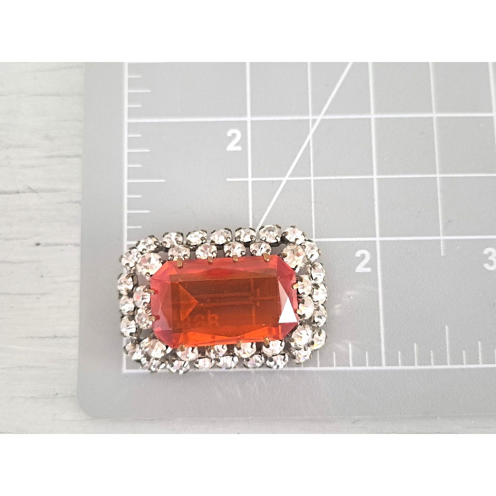 Other Vintage Orange and Clear Rectangle Statement Brooch Size ONE SIZE - 5 Thumbnail
