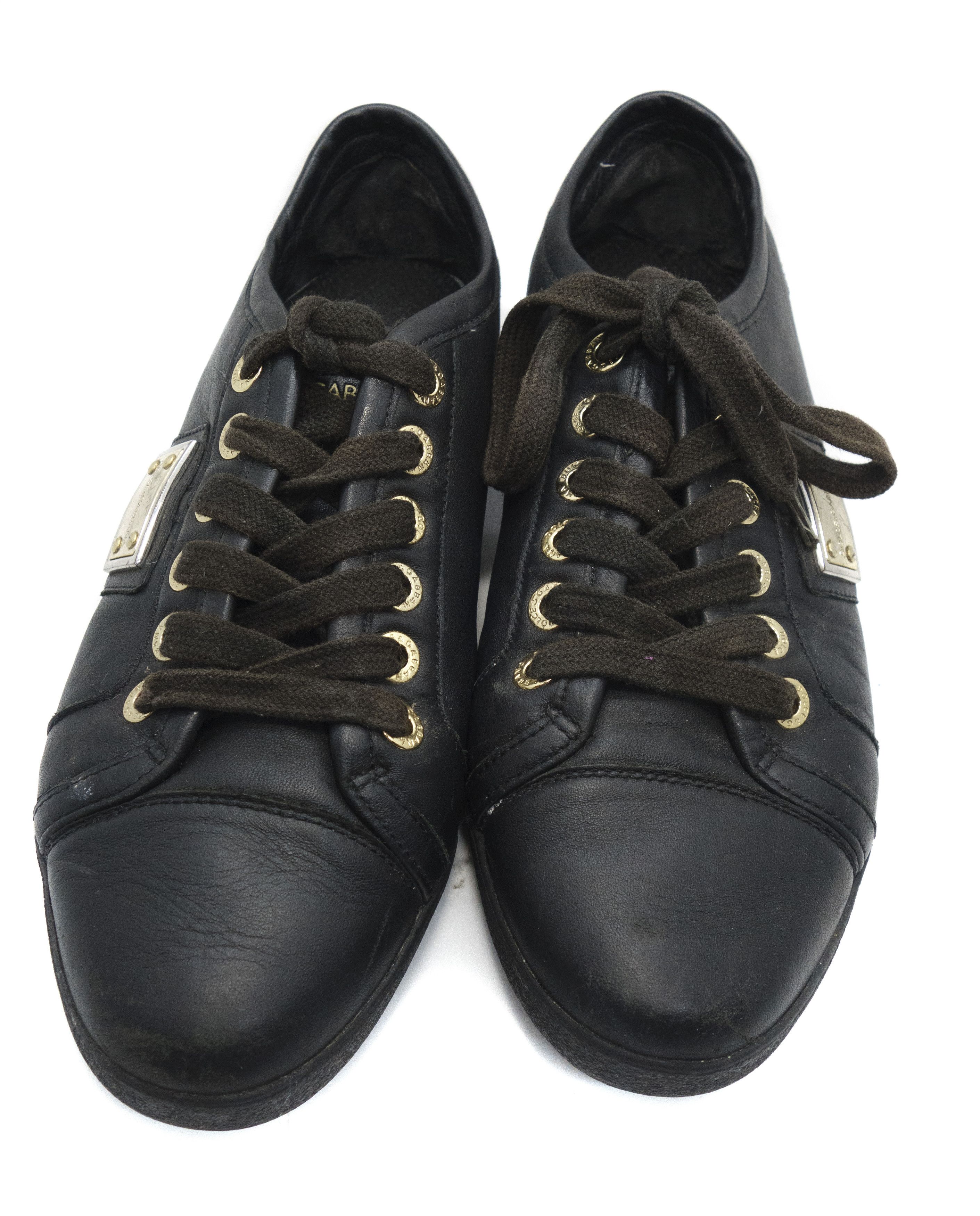 Dolce & Gabbana 00S Metal Logo Leather Low Sneakers Vintage Size US 7.5 / EU 40-41 - 4 Thumbnail