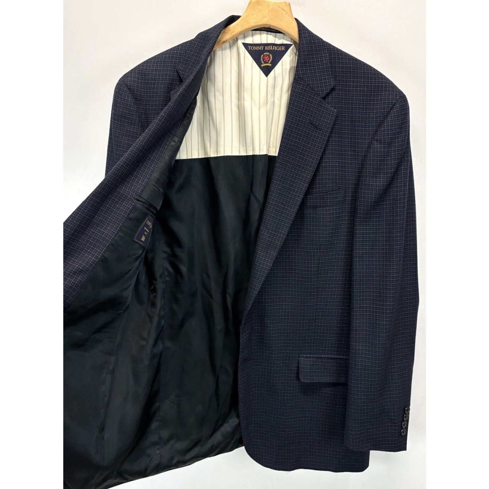 Tommy Hilfiger Tommy Hilfiger Mens Navy Plaid Wool Blazer Coat Sz 42 L Size 42L - 5 Thumbnail