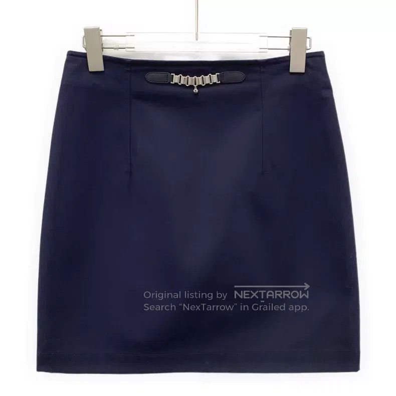 Hermes Hermes Dark Blue Bell Chain Cotton Casual Skirt Short Skir Size 25" / US 0 / IT 36 - 1 Thumbnail