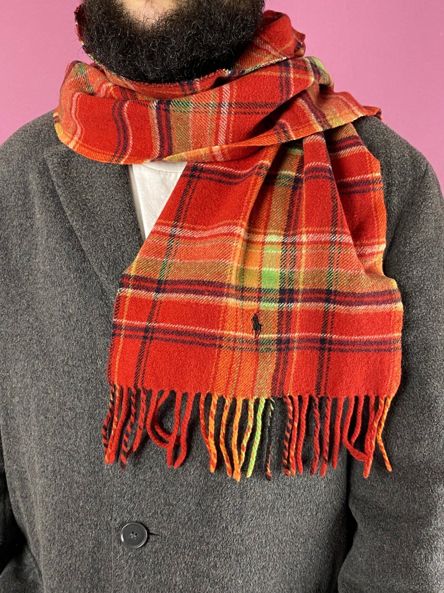 Polo Ralph Lauren × Vintage 90s Polo Ralph Lauren Vintage Plaid Scarf - Red Wool Size ONE SIZE - 2 Thumbnail