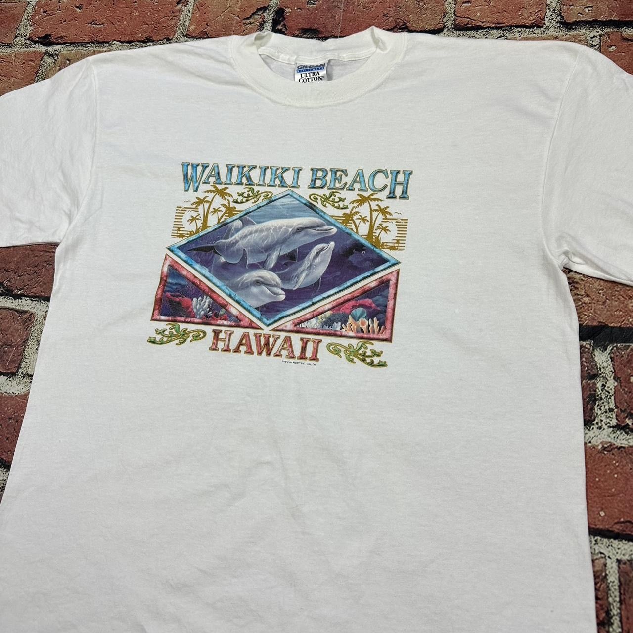Gildan Vintage Waikiki Beach Hawaii Dolphin Ocean Y2K 90s Surf Tee Size US L / EU 52-54 / 3 - 2 Thumbnail