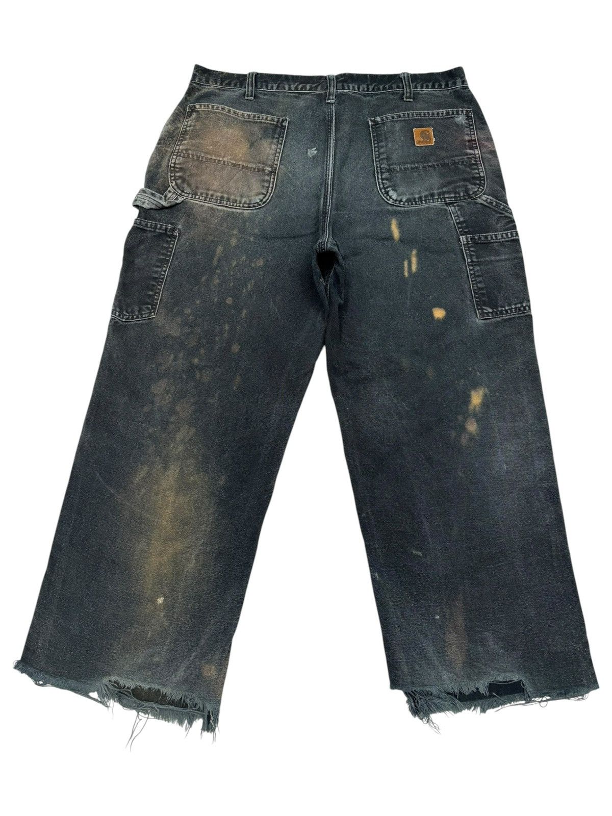 Kapital CARHARTT THRASHED DISTRESSED TYE DYE CUT LEG BAGGY JEANS Size US 36 / EU 52 - 2 Thumbnail