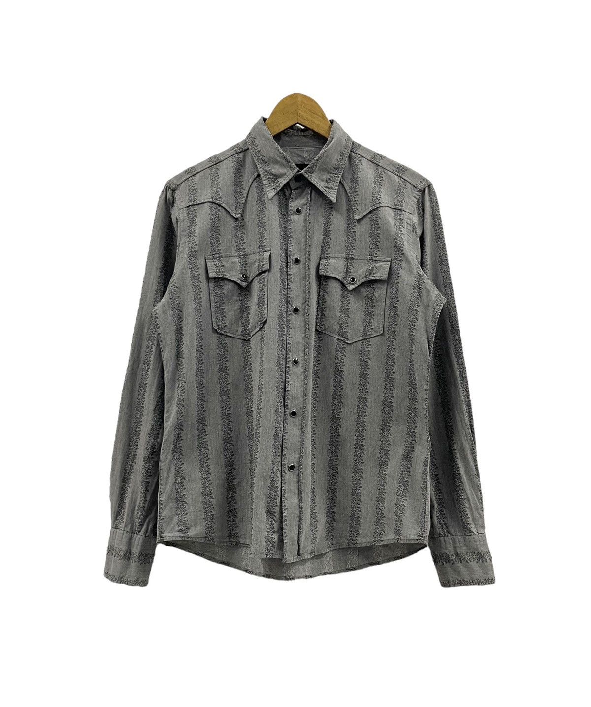 image of 5351 Pour Les Hommes 291295 Homme Japan Western Shirts Embroidery in Grey, Men's (Size Small)