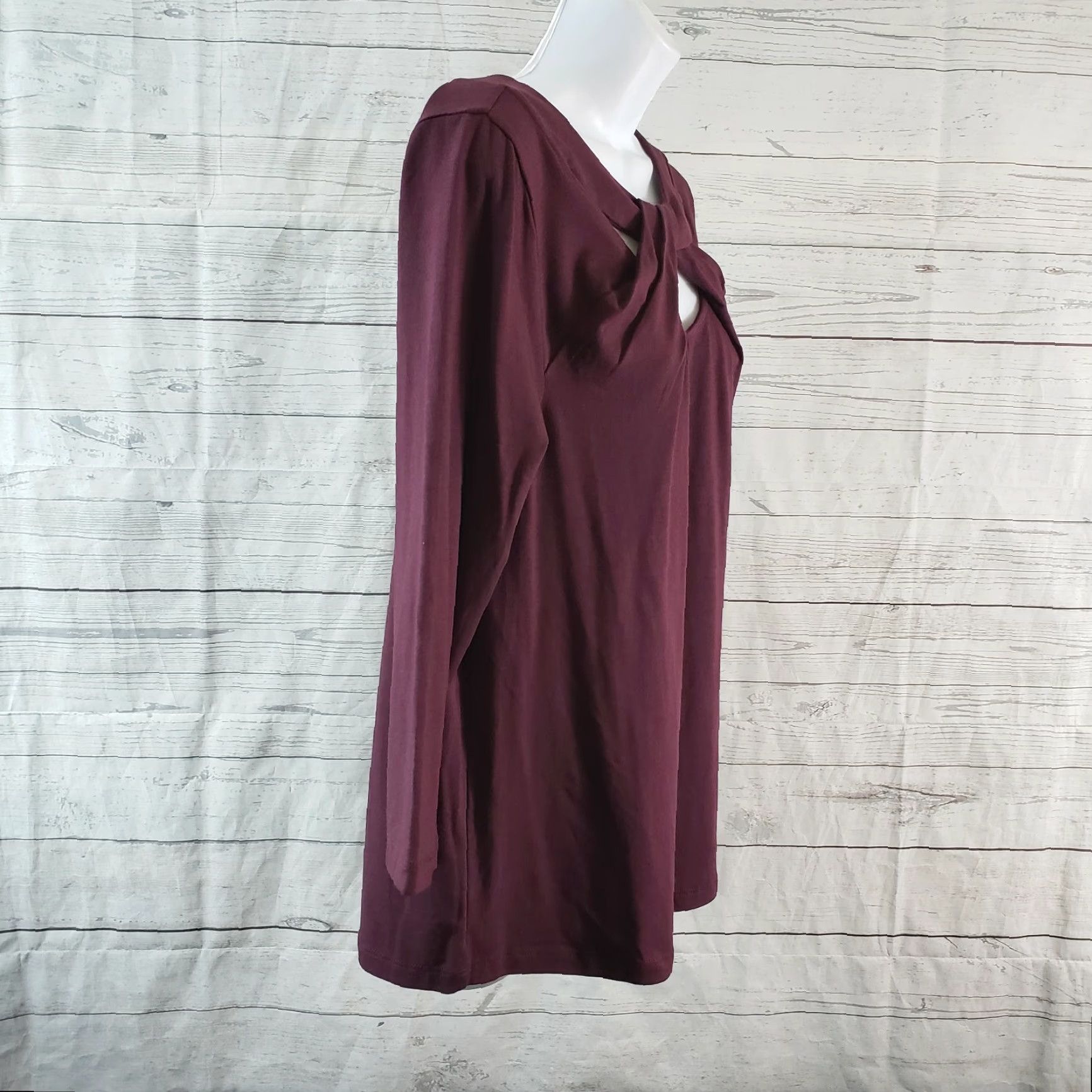 Soft Surroundings Soft Surroundings Blouse 3/4 Sleeve Womens Top M Red Cotton Blend Bur gundy Size M / US 6-8 / IT 42-44 - 3 Thumbnail