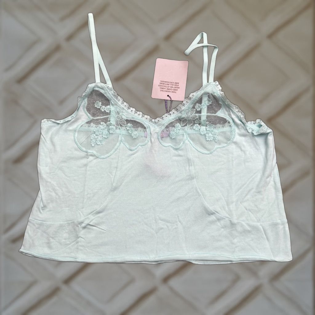 Vintage Savage Fenty By Rihanna Sleepwear Lace Camisole A Peek Behind Small Blue NWT New Size ONE SIZE - 1 Thumbnail