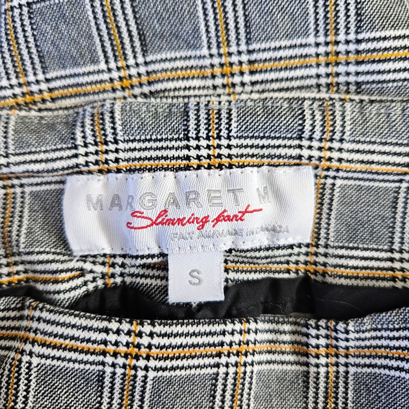 Vintage Margaret M Womens Cropped Pants Slimming Plaid Black Yellow Sz S Adult Small Women's Pants Size 28" / US 6 / IT 42 - 7 Thumbnail
