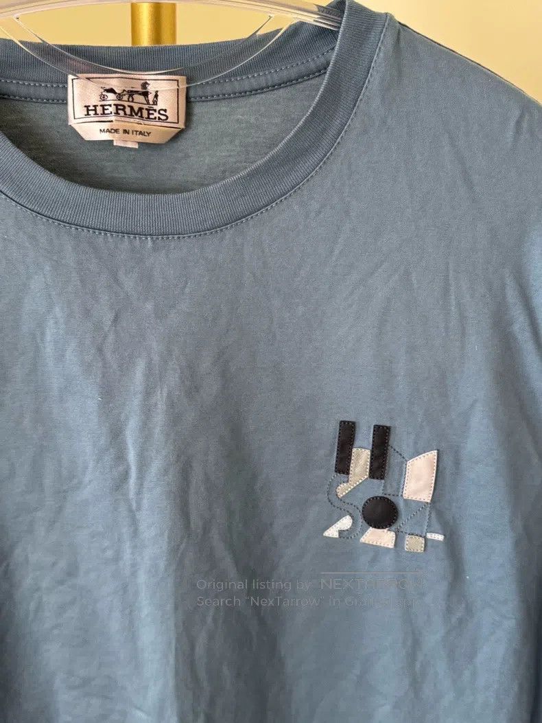 Hermes Hermes Short-sleeve T-shirt with chest leather H24 design, Size S / US 4 / IT 40 - 2 Thumbnail