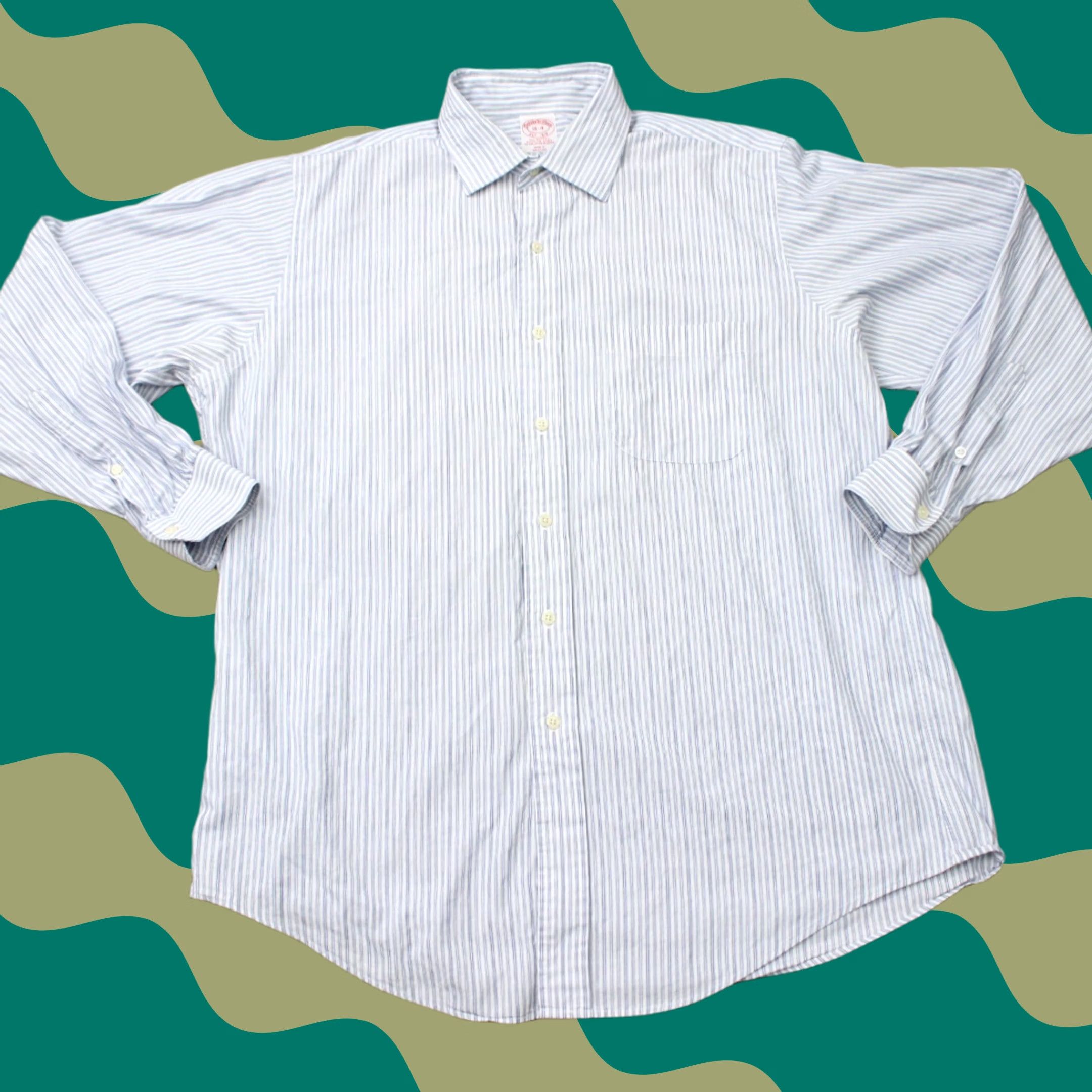 Brooks Brothers Brooks Brothers Regent Shirt Men 16, 4 Blue/White 100% Cotton Long Sleeve Button Down Shirt Mens Regular Style Classic Size US L / EU 52-54 / 3 - 1 Thumbnail