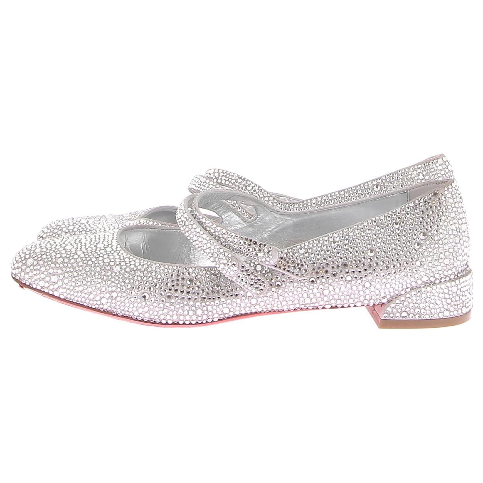 Christian Louboutin o1s1wg110225 Flats in Silver Size US 9 / IT 39 - 3 Thumbnail