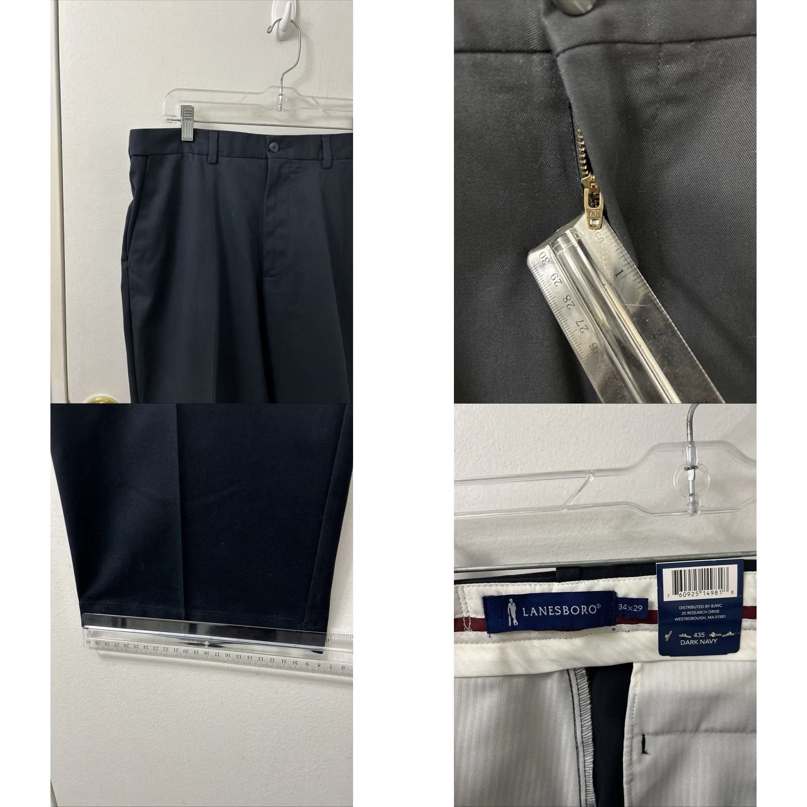 Vintage Lanesboro Pants Mens 34x29 Dark Navy Blue Flat Front Iron Free NWT YKK Khaki Casual Workwear Size US 34 / EU 50 - 8 Thumbnail
