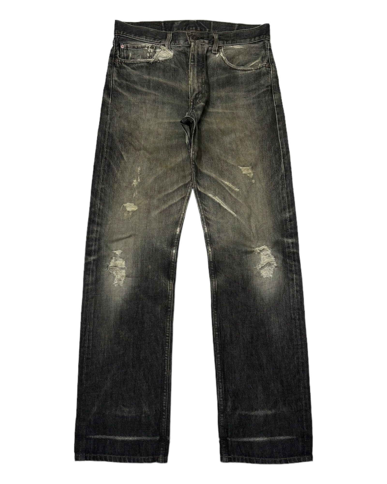 Levi's 🔥LEVIS 505 BLACK THRASH RIPS DENIM JEANS UNDERCOVER STYLE Size US 32 / EU 48 - 1 Thumbnail