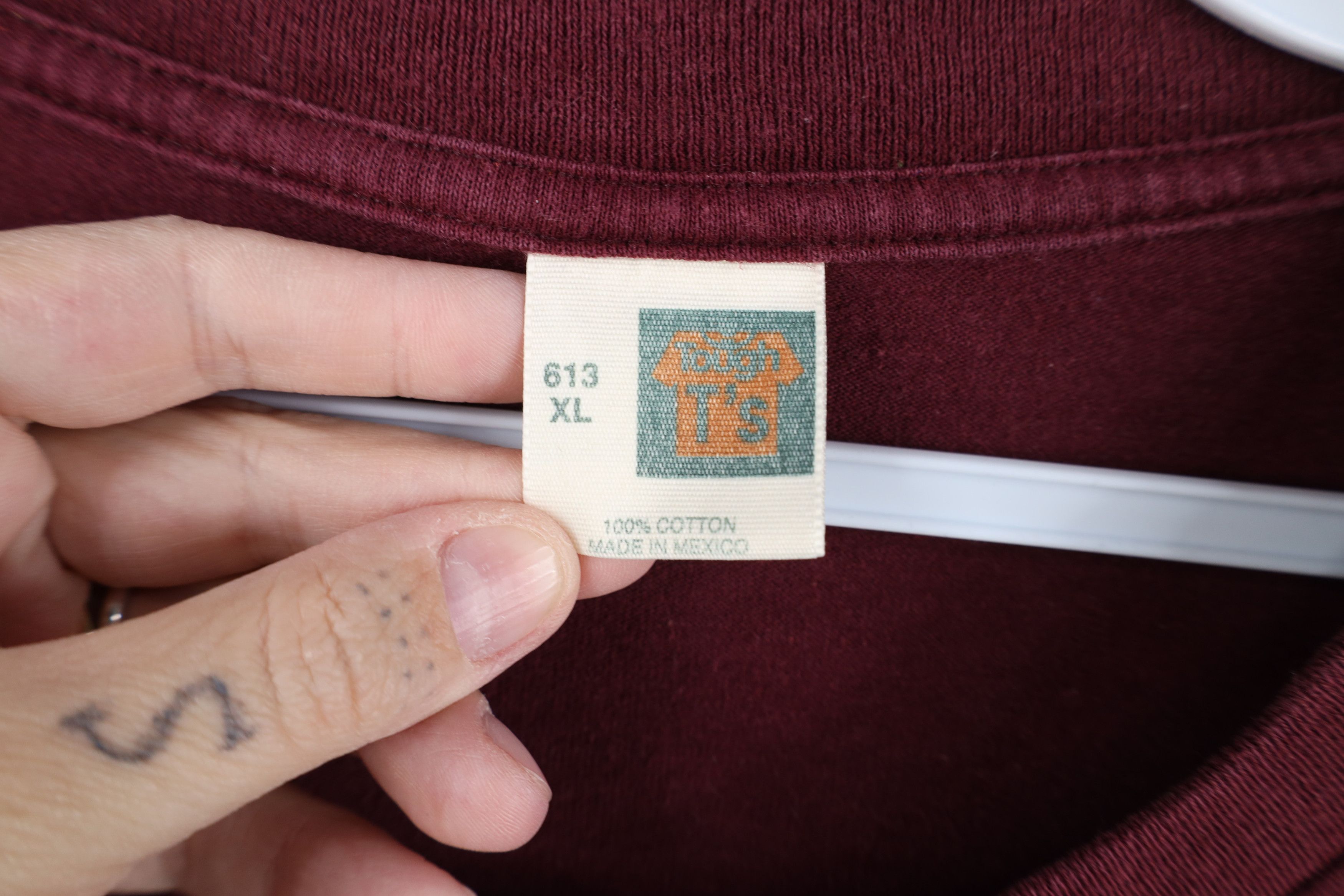 Vintage Vintage 90s Streetwear Cotton Long Sleeve T-Shirt Burgundy Size US XL / EU 56 / 4 - 5 Thumbnail