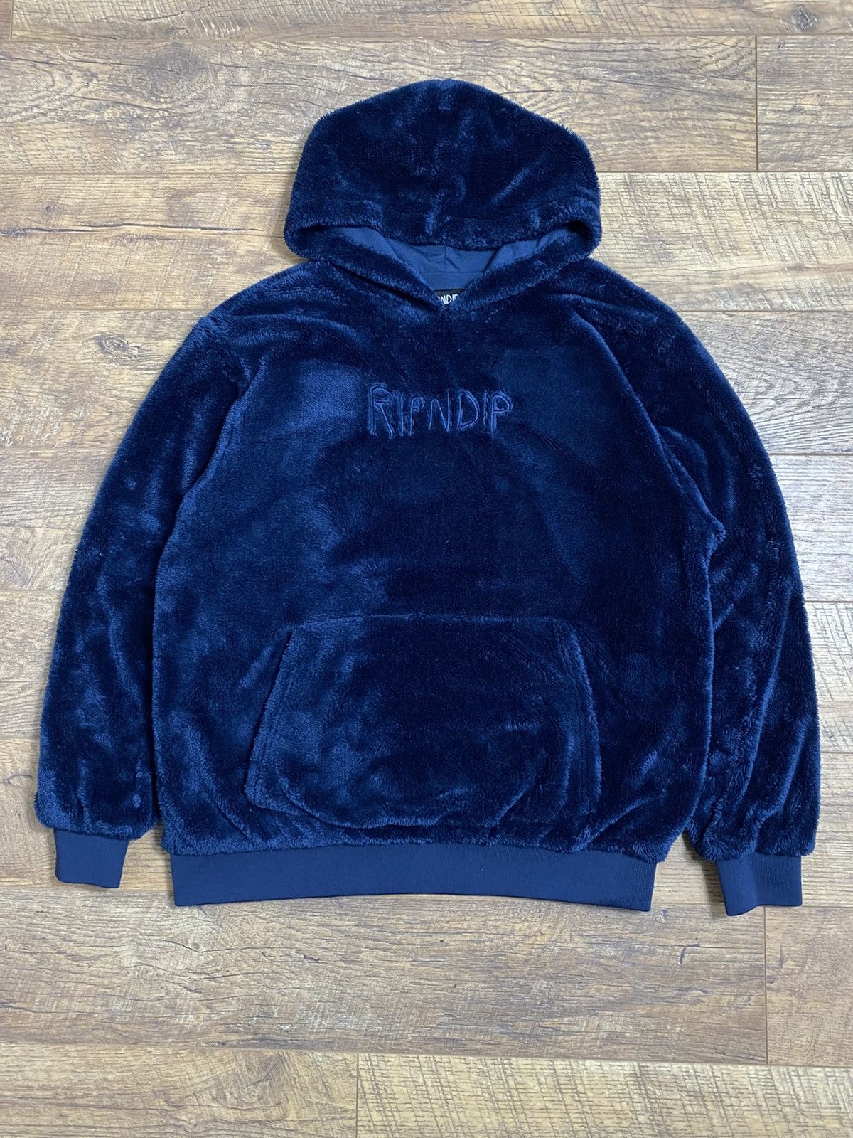 Ripndip Sherpa Fleece Lord Nermal Hoodie Navy Blue L