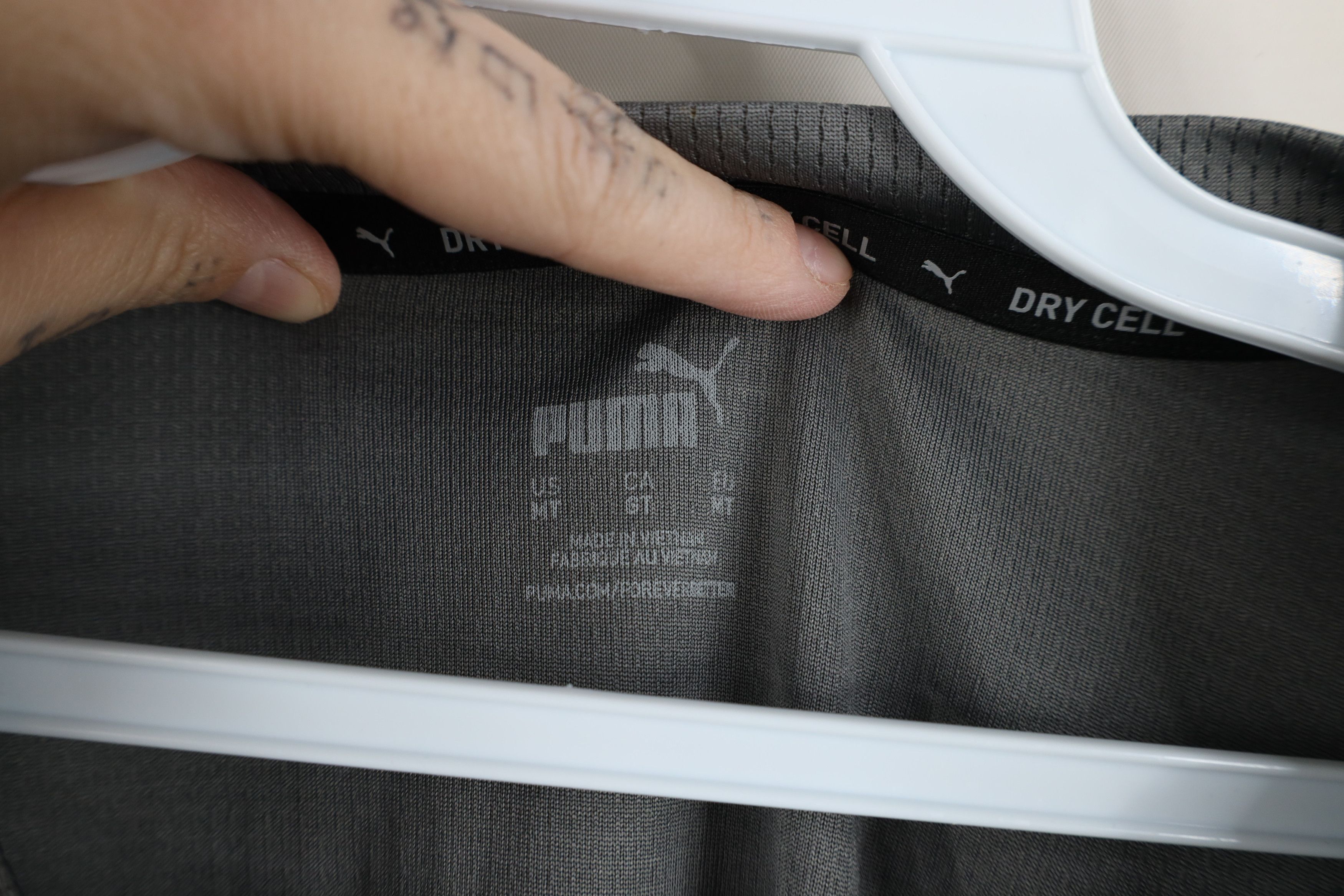 Puma New Puma Logo Knit Short Sleeve Training Gym T-Shirt Gray Size US M / EU 48-50 / 2 - 5 Thumbnail