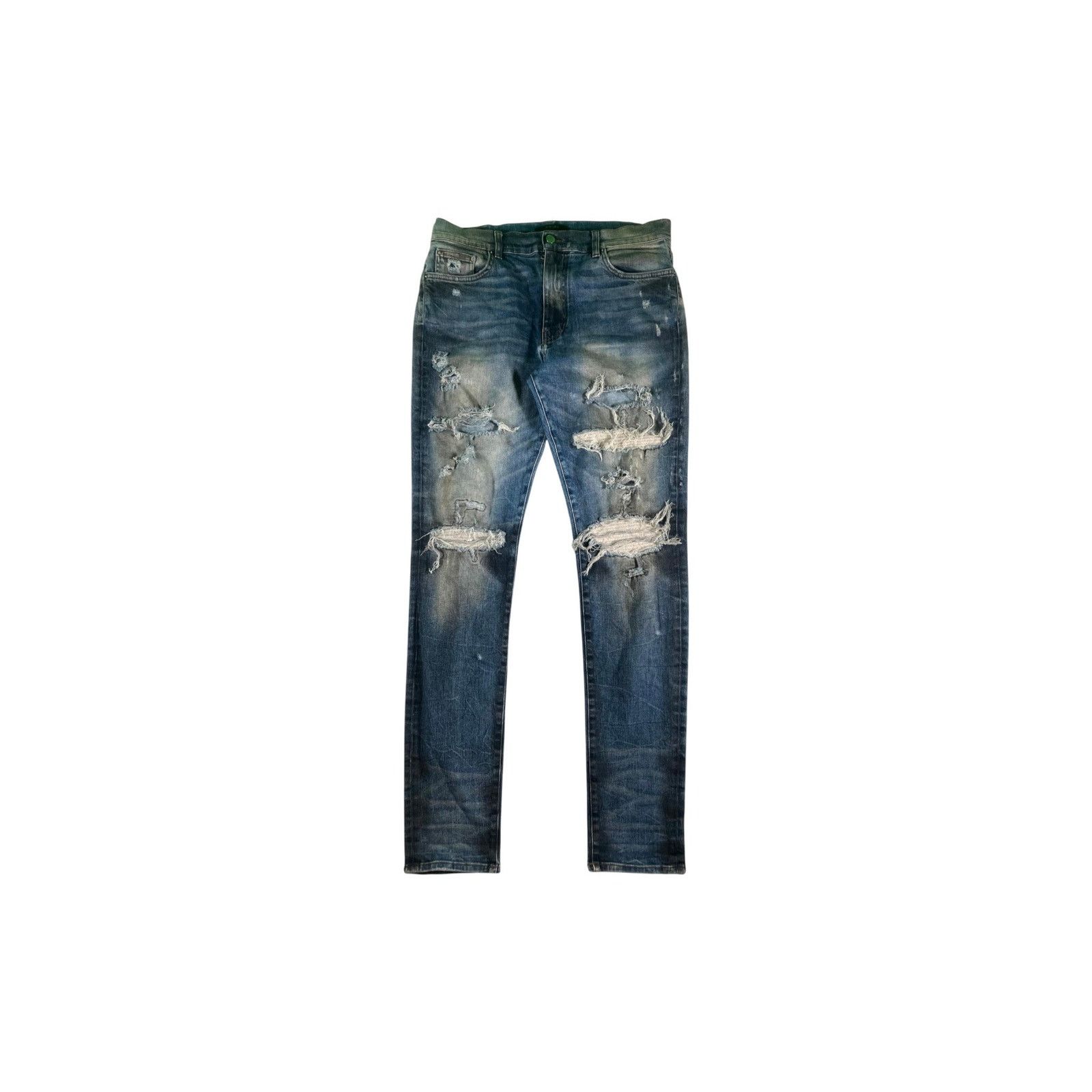 Amiri Amiri "MX1 Wool Patch" Navy, Black Wash & White Jeans Size US 36 / EU 52 - 1 Thumbnail
