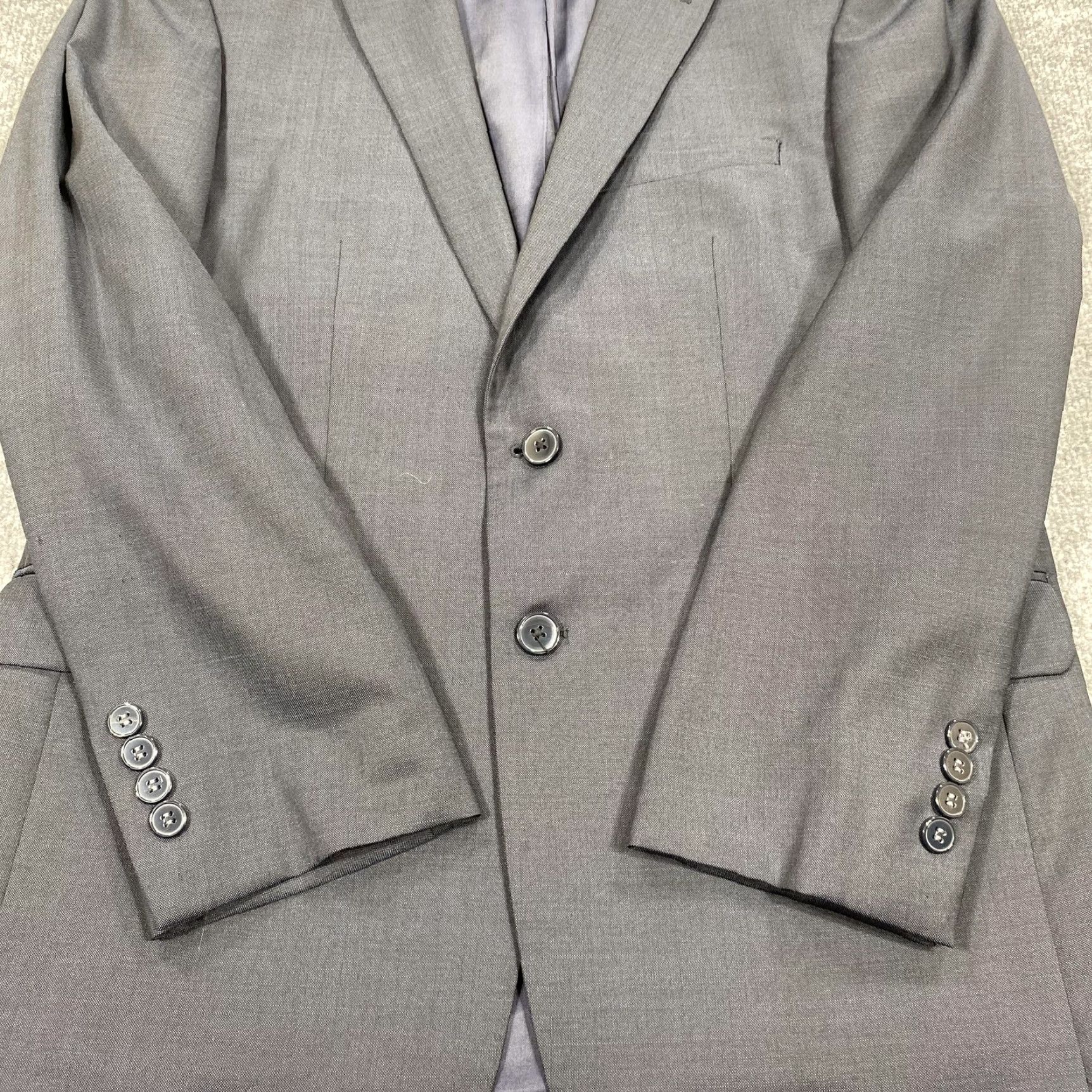 Calvin Klein Calvin Klein Suit Jacket Mens 40S Gray Wool Extreme Slim Fit Two-Button Jacket/Coat (Two-Button, Notch Lapel) Womens? Size 40R - 2 Thumbnail