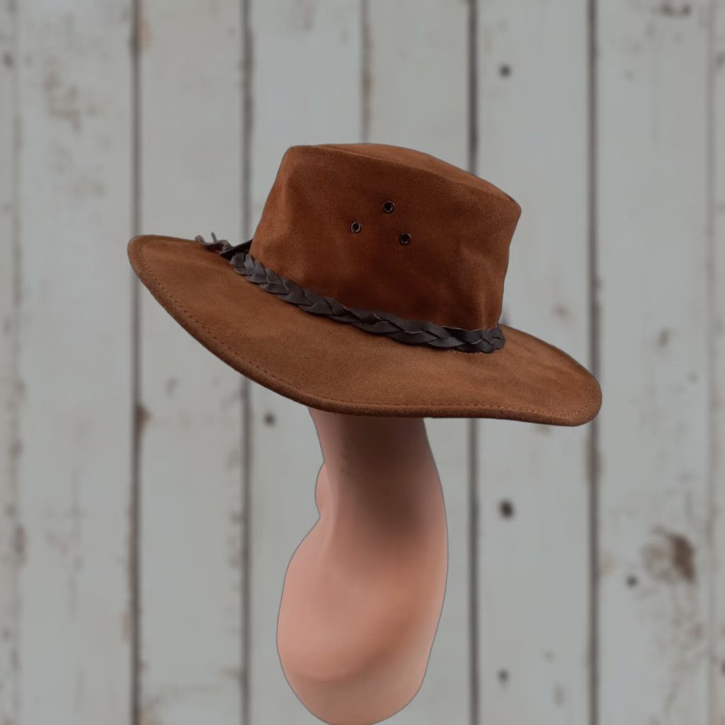 Vintage Jacaru Australia Leather Jacaru Hat M/L Men Brown Leather Outdoor Lightweight Breathable Cowboy Casual Travel Workwear Vintage No Size ONE SIZE - 1 Thumbnail