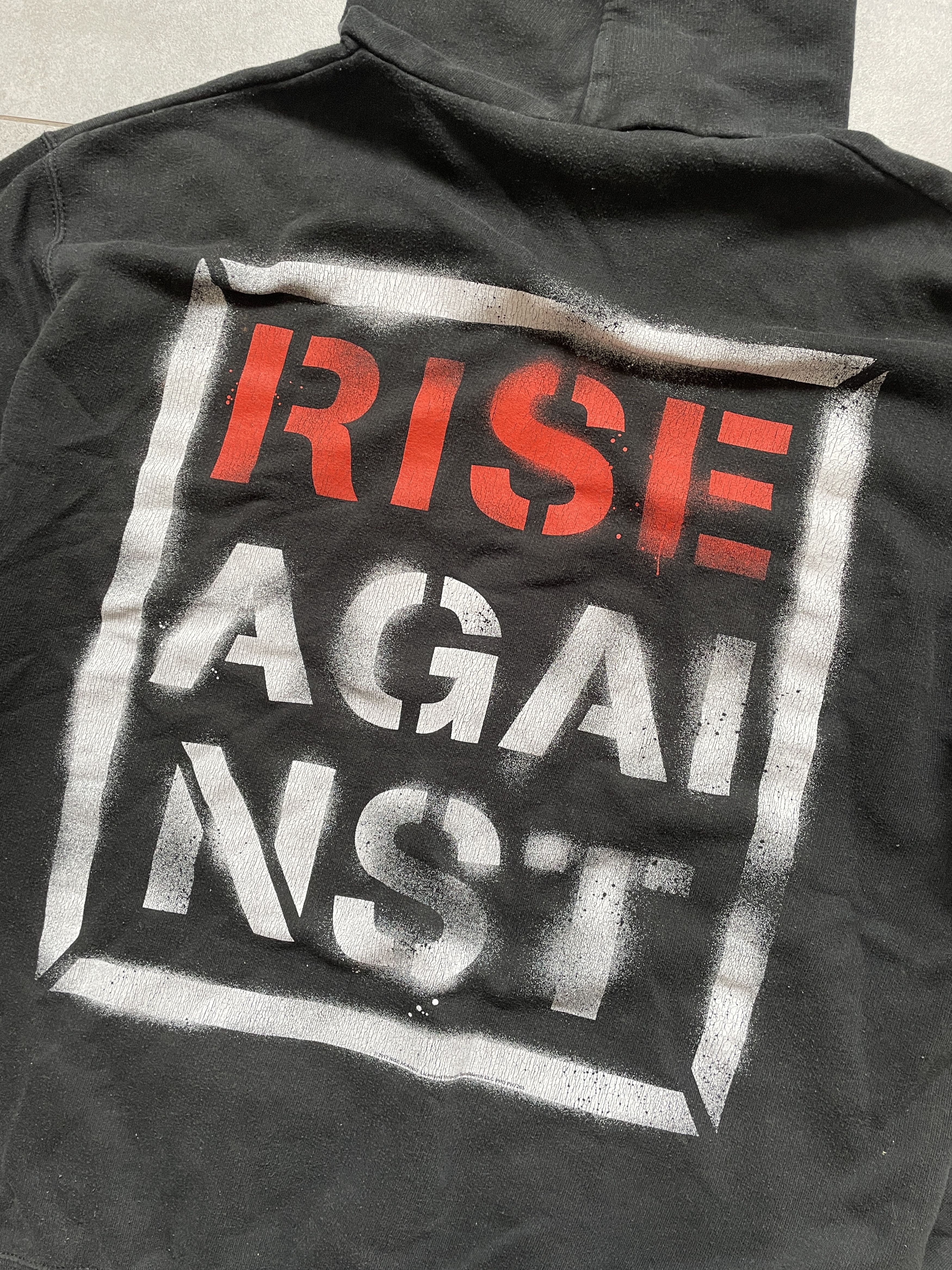 Band Tees × Vintage Y2K RISE AGAINST BOXY WASHED BLACK ZIP HOODIE Size US XL / EU 56 / 4 - 8 Thumbnail