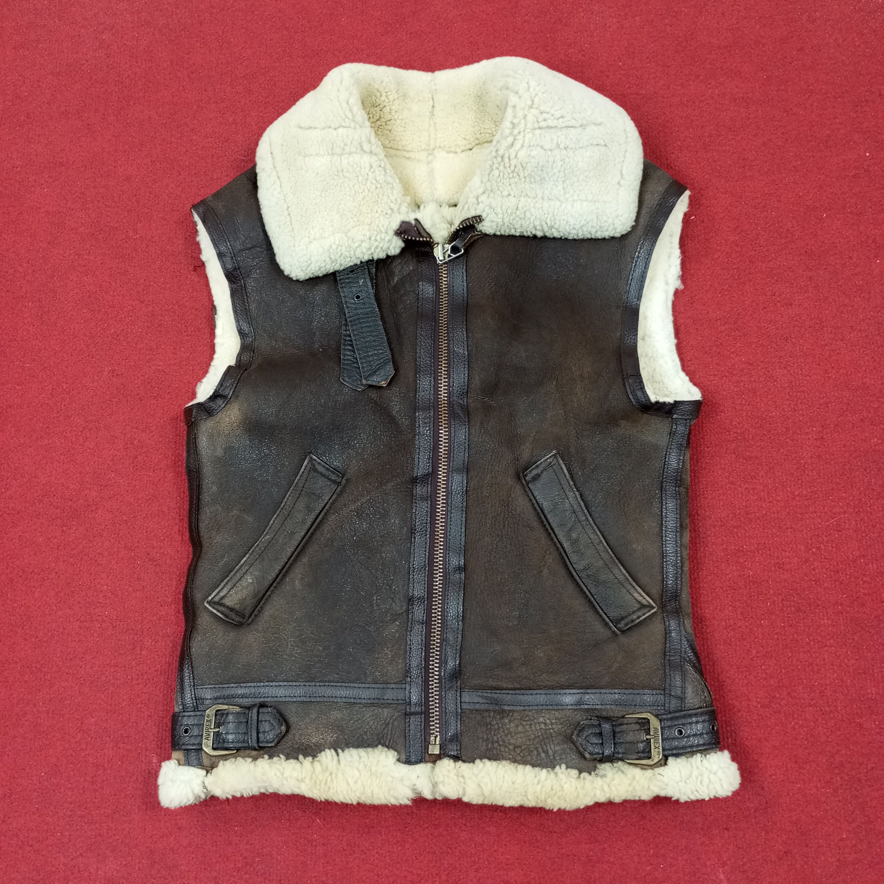 Avirex Avirex USA New York Leather Vest Jacket c236n4 Size US S / EU 44-46 / 1 - 1 Thumbnail