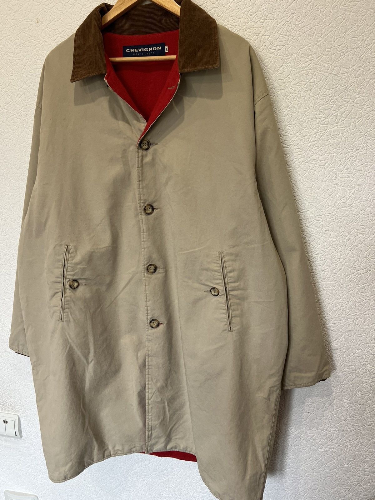 Chevignon Classic Jacket Coat Beige Mens Corduroy Collar