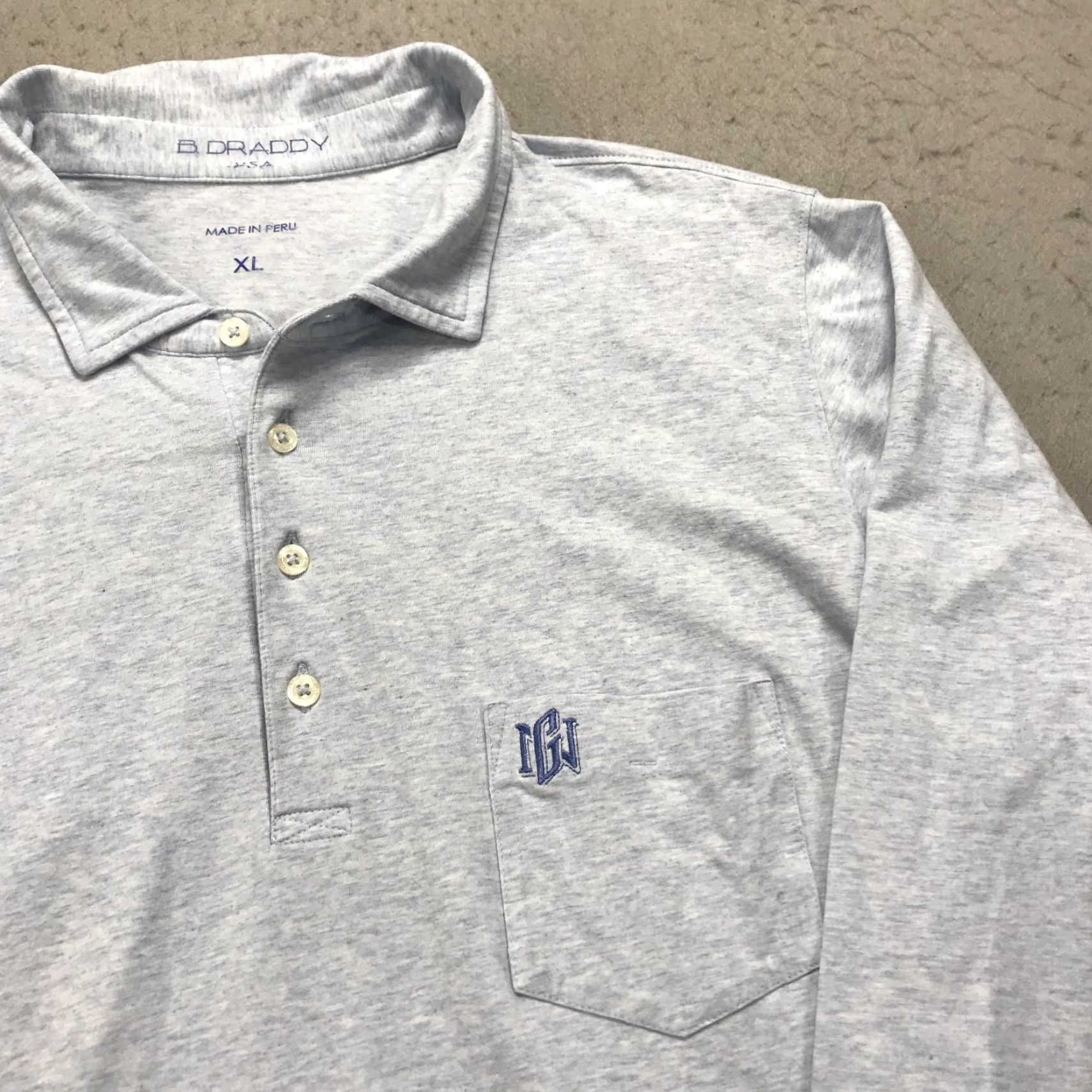 Vintage B. Draddy Polo Shirt Mens XL Blue Cotton Blend Long Sleeve Golf Shirt Size US XL / EU 56 / 4 - 3 Thumbnail