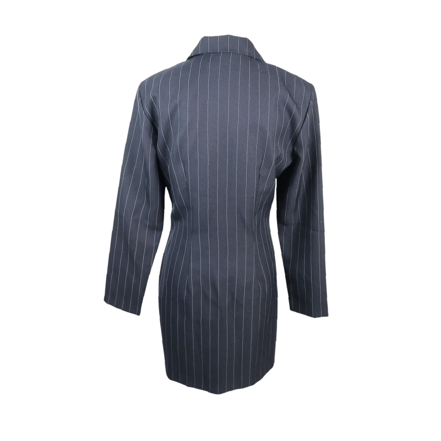 Paige VINTAGE Alyn Paige Blazer Jacket Longline 90s Navy Blue Pinstripe 8 Womens Blazer Size M / US 6-8 / IT 42-44 - 4 Thumbnail
