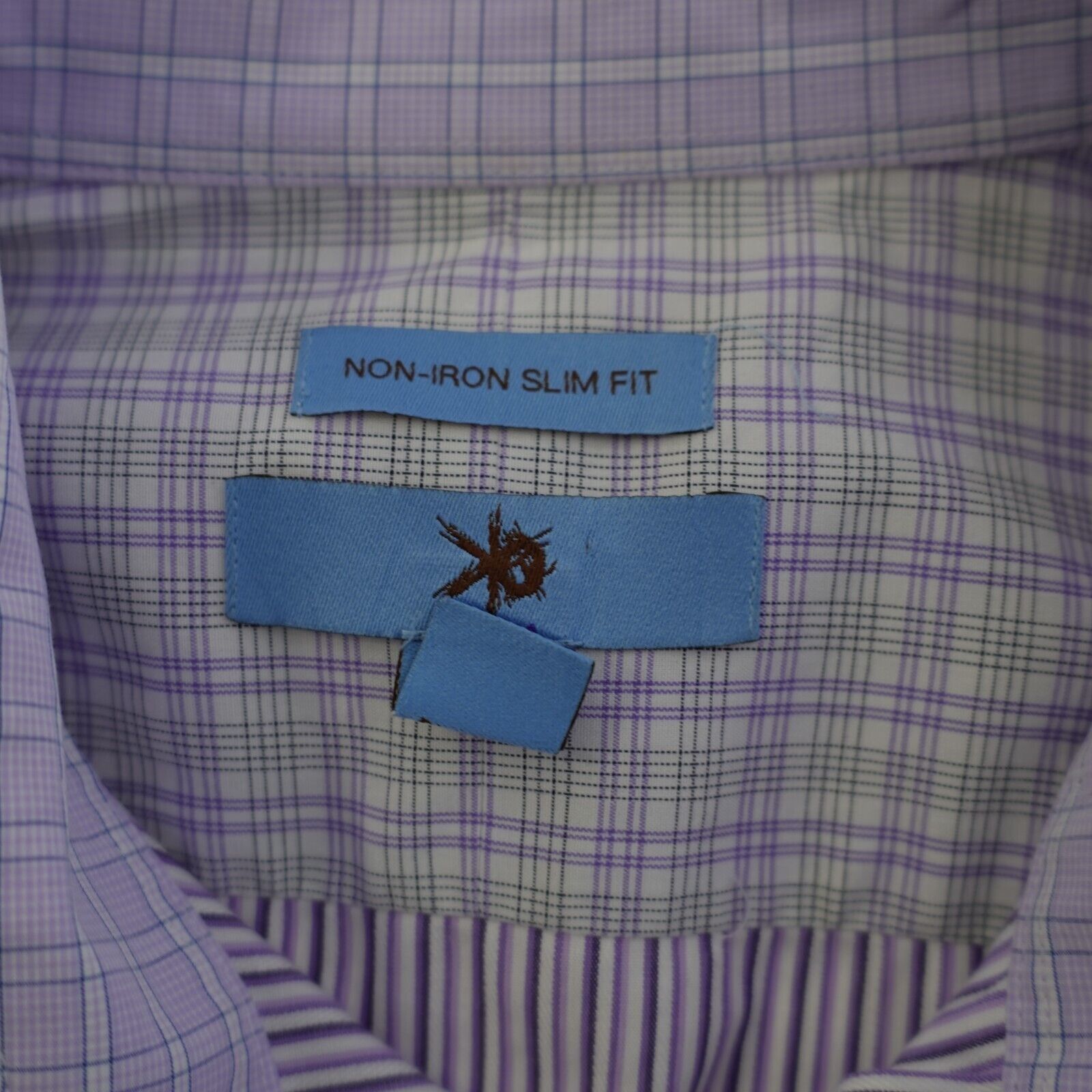Egara Egara Non-Iron Slim Fit Large Tall 16-16.5 Purple Plaid Flip Size US L / EU 52-54 / 3 - 11 Thumbnail
