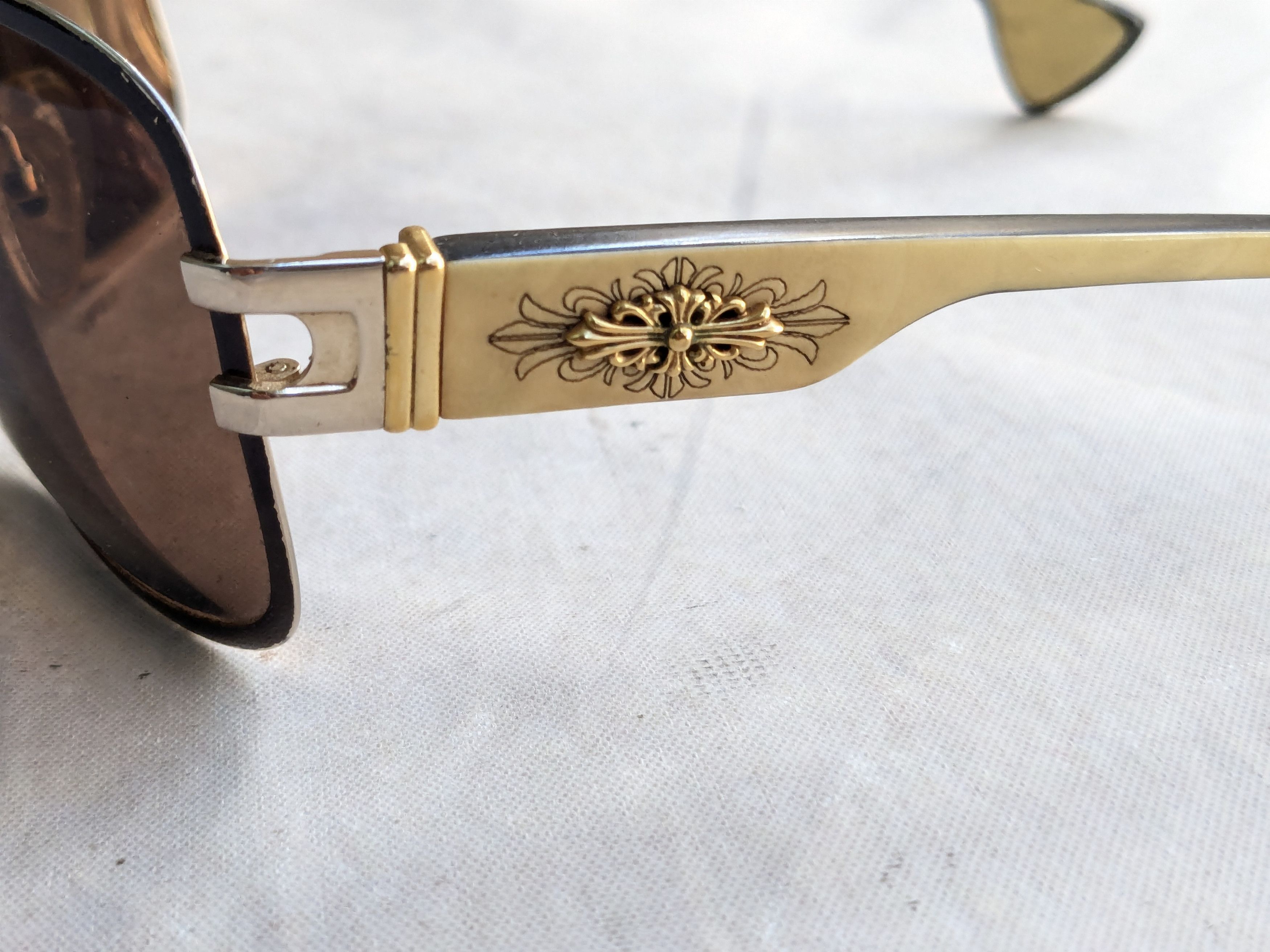 Chrome Hearts Chrome Hearts Aviator Sunglasses 'Pink Candle' Brown Gold Size ONE SIZE - 8 Thumbnail