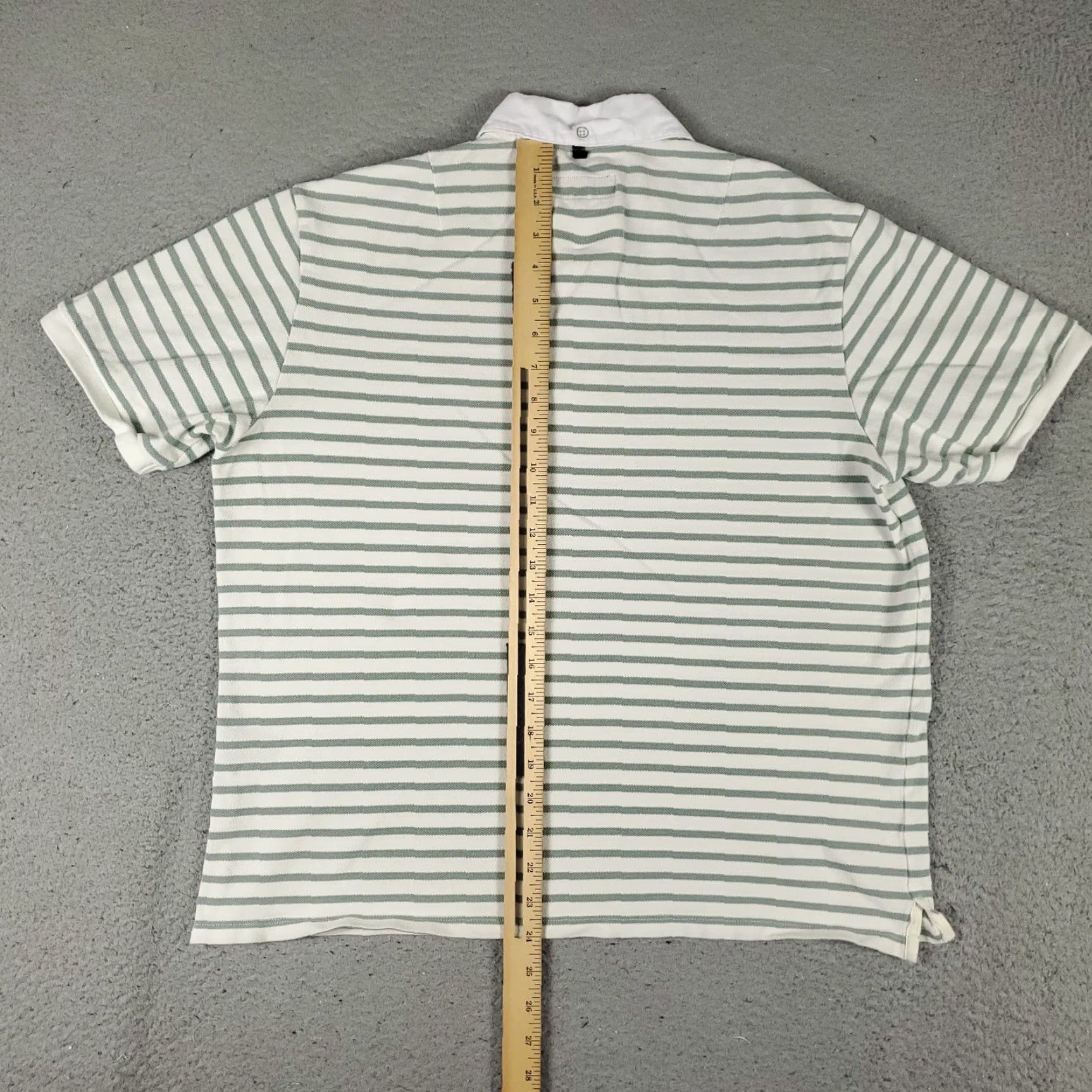 Rag & Bone Rag & Bone Polo Shirt Mens Large Green White Striped Short Sleeve Activewear Size US L / EU 52-54 / 3 - 3 Thumbnail