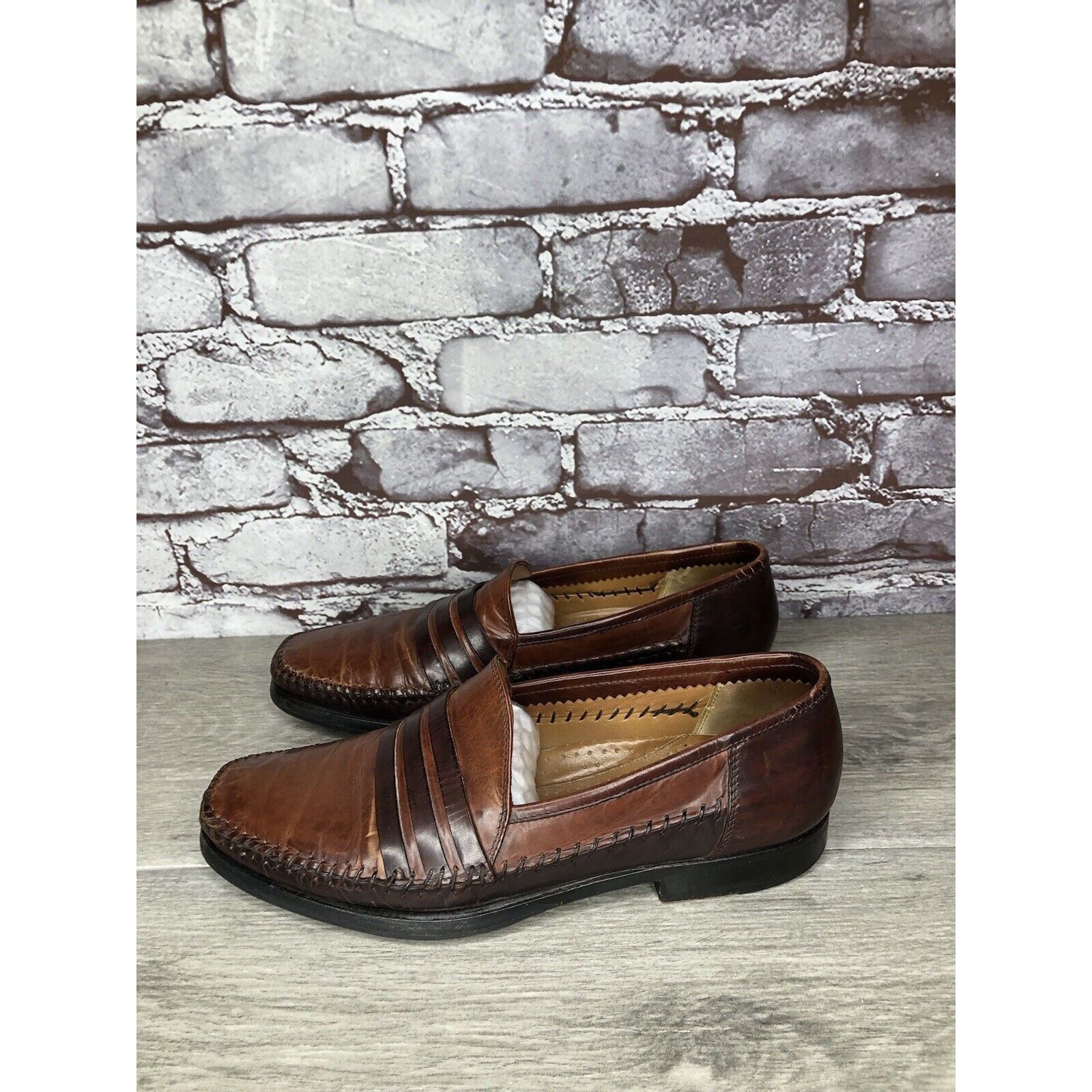 Other LORENZO BANFI Milano Brown Leather Slip On Loafers Dress Sho Size US 8 / EU 41 - 23 Thumbnail