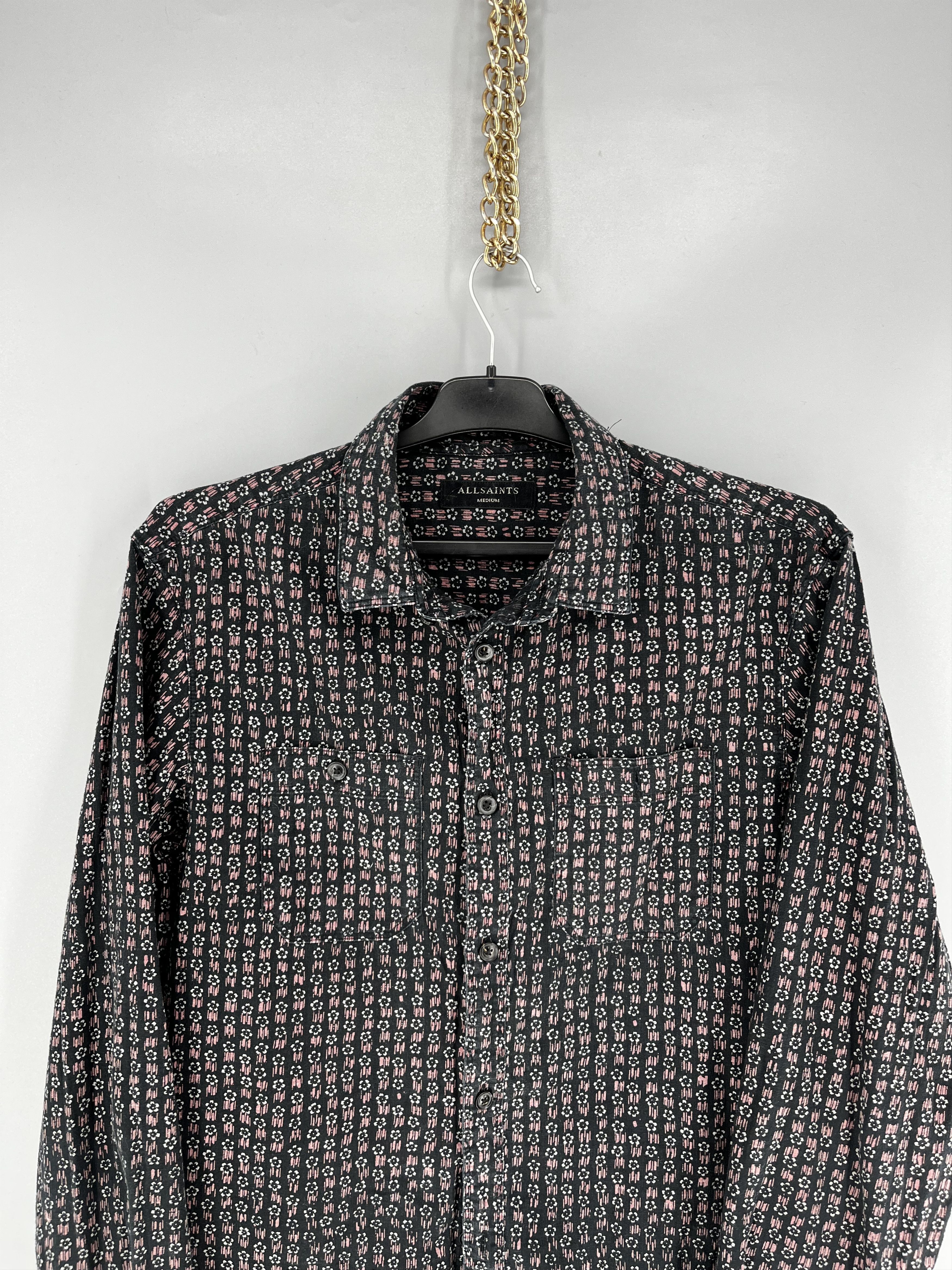 Allsaints AllSaints Gray Button Up Floral Geometric All Over Print Size US M / EU 48-50 / 2 - 6 Thumbnail