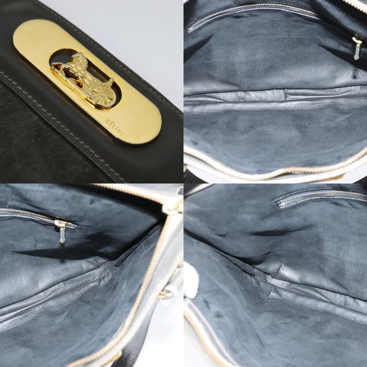 Celine CELINE Hand Bag Suede Leather Gray Gold Size ONE SIZE - 11 Thumbnail