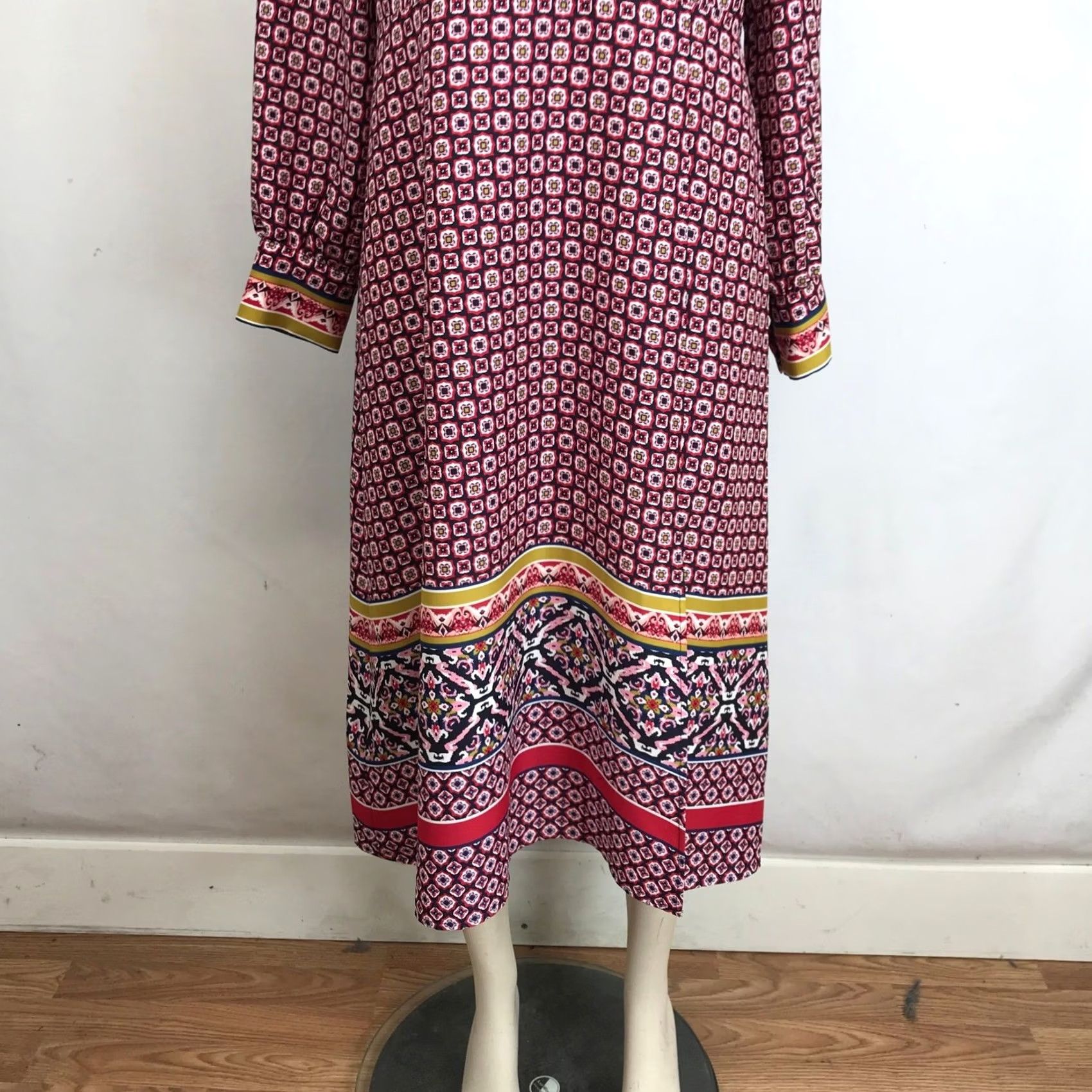 Loft LOFT Womens Graphic Midi Dress Red Blue Yellow Size XL / US 12-14 / IT 48-50 - 3 Thumbnail